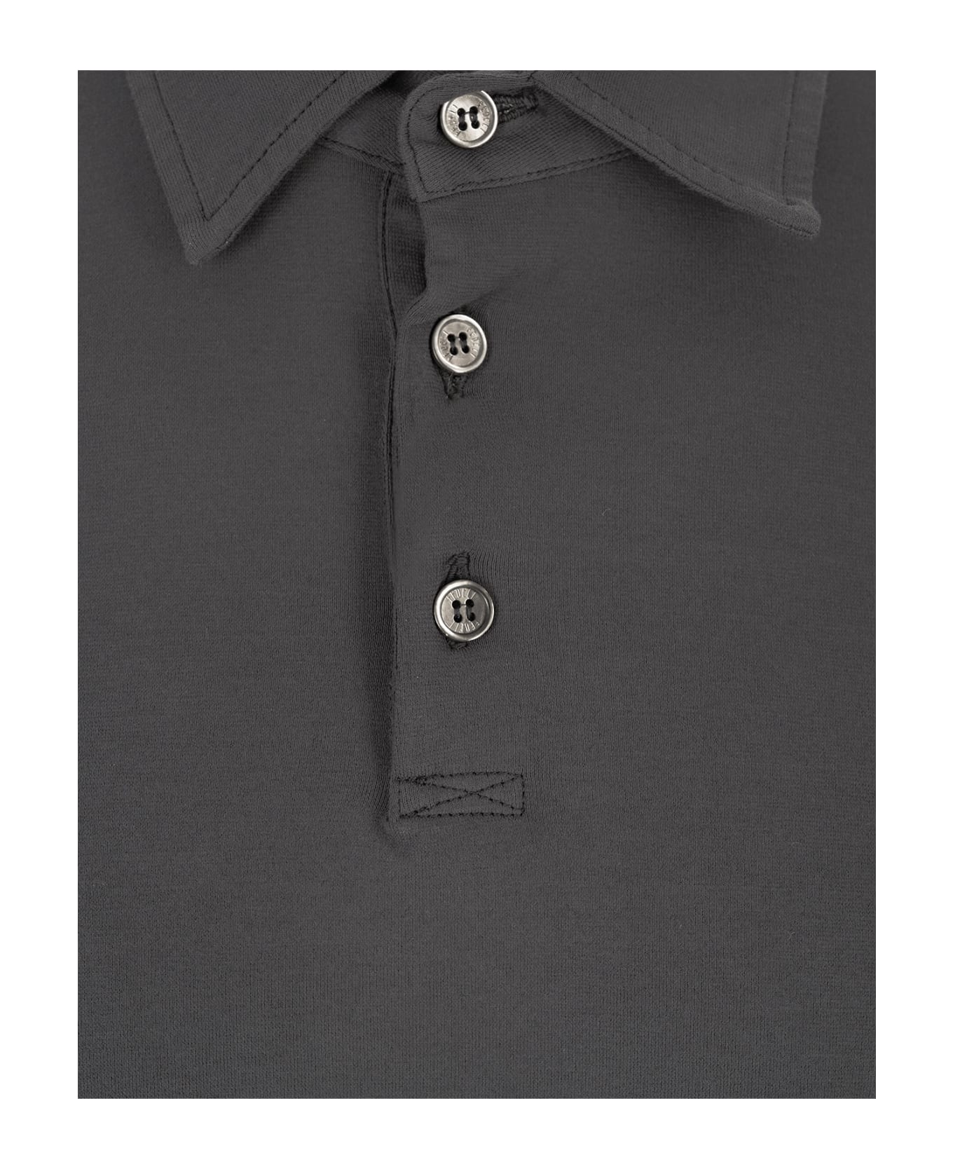 Fedeli Dark Grey Long Sleeve Polo Shirt - Grey ポロシャツ