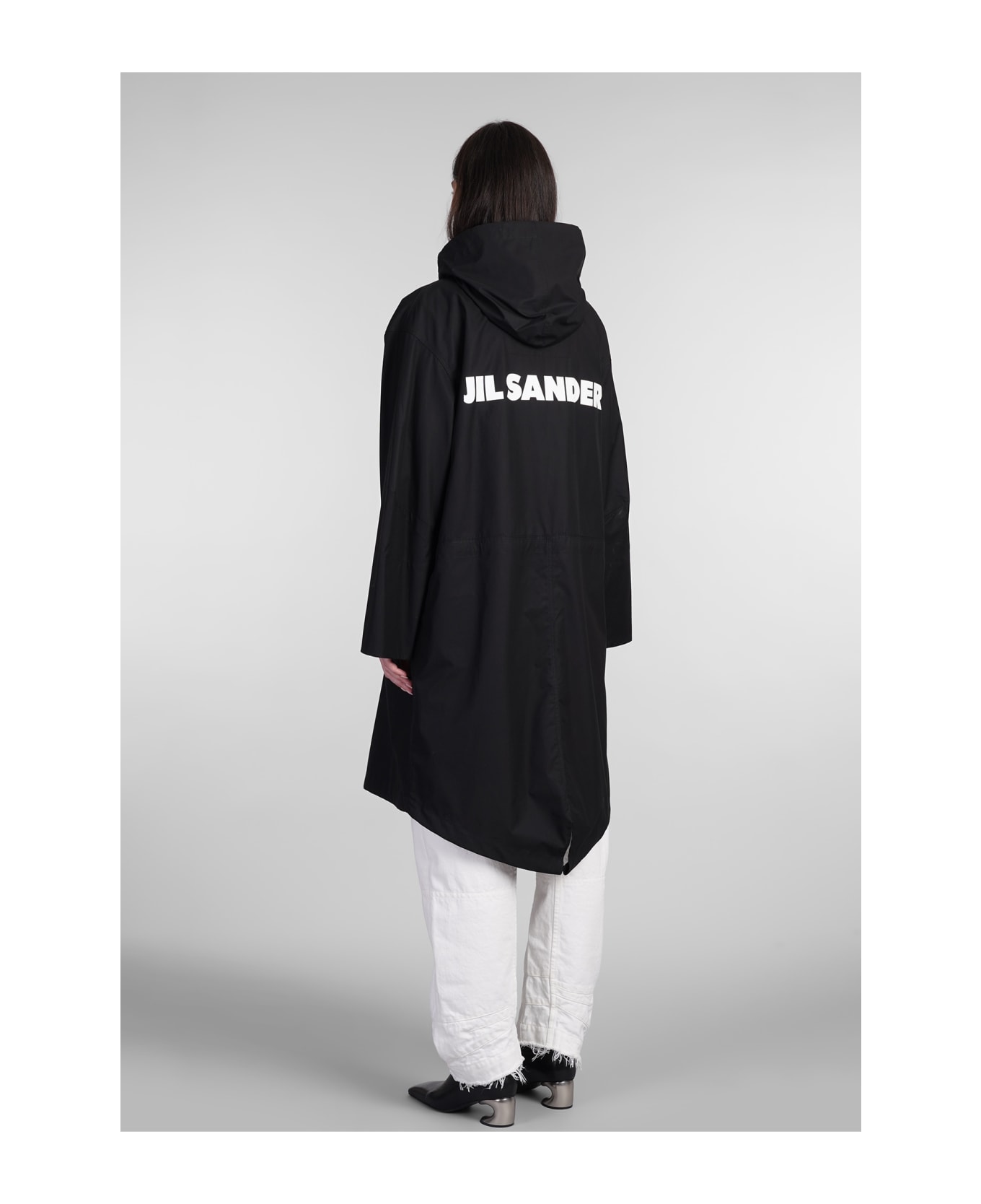 Jil Sander Black Hooded Midi Parka - Black
