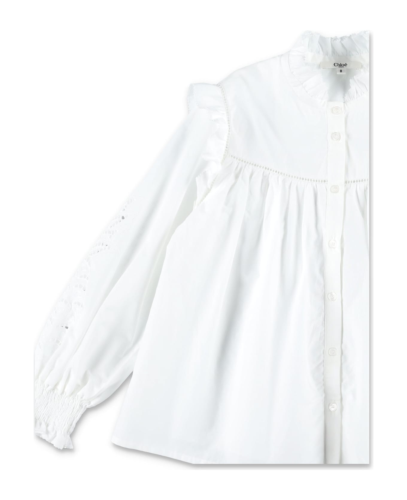 Chloé Kid - Embroidered Shirt - WHITE
