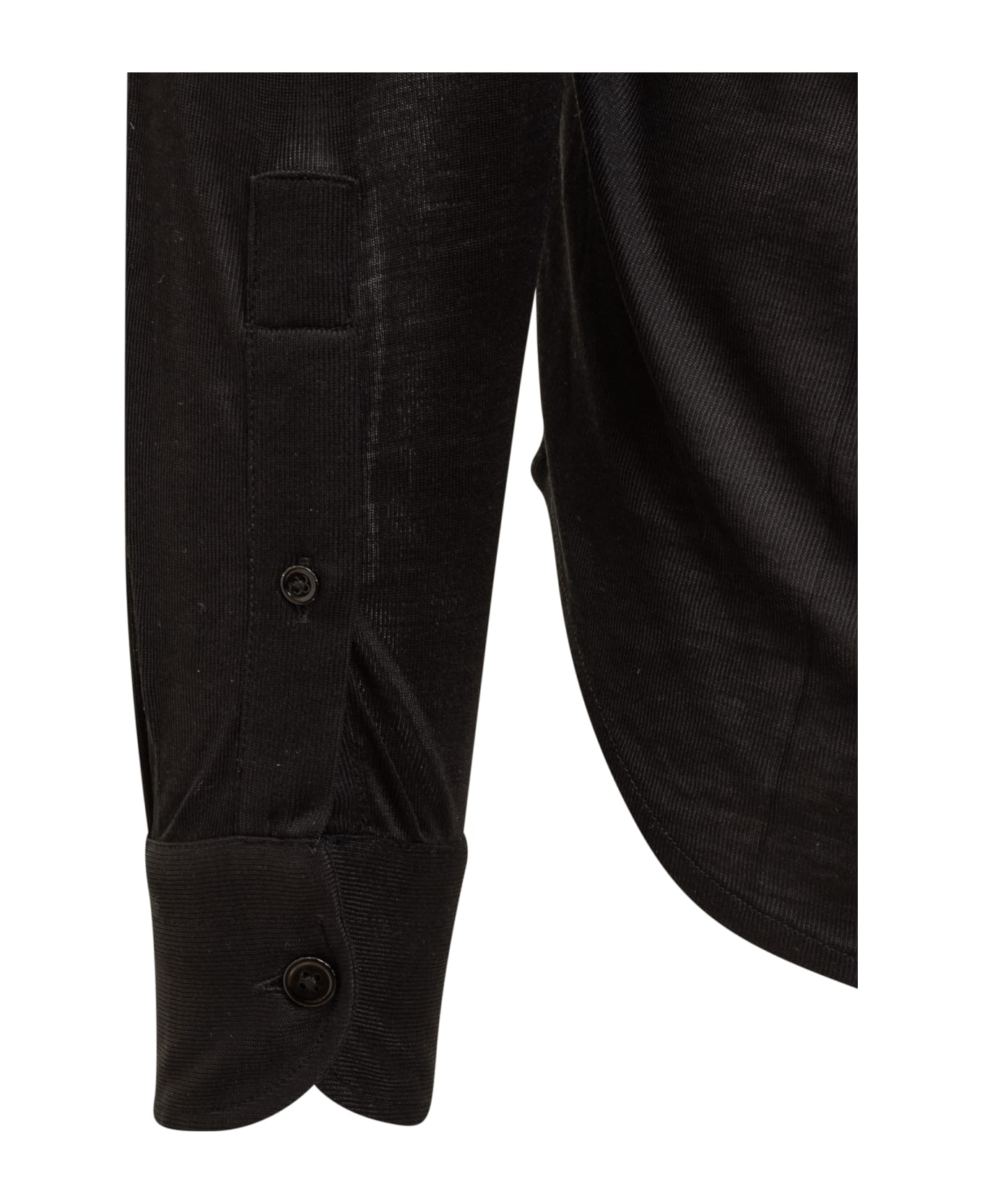 Tom Ford Black Satin Shirt In Silk Man - BLACK シャツ