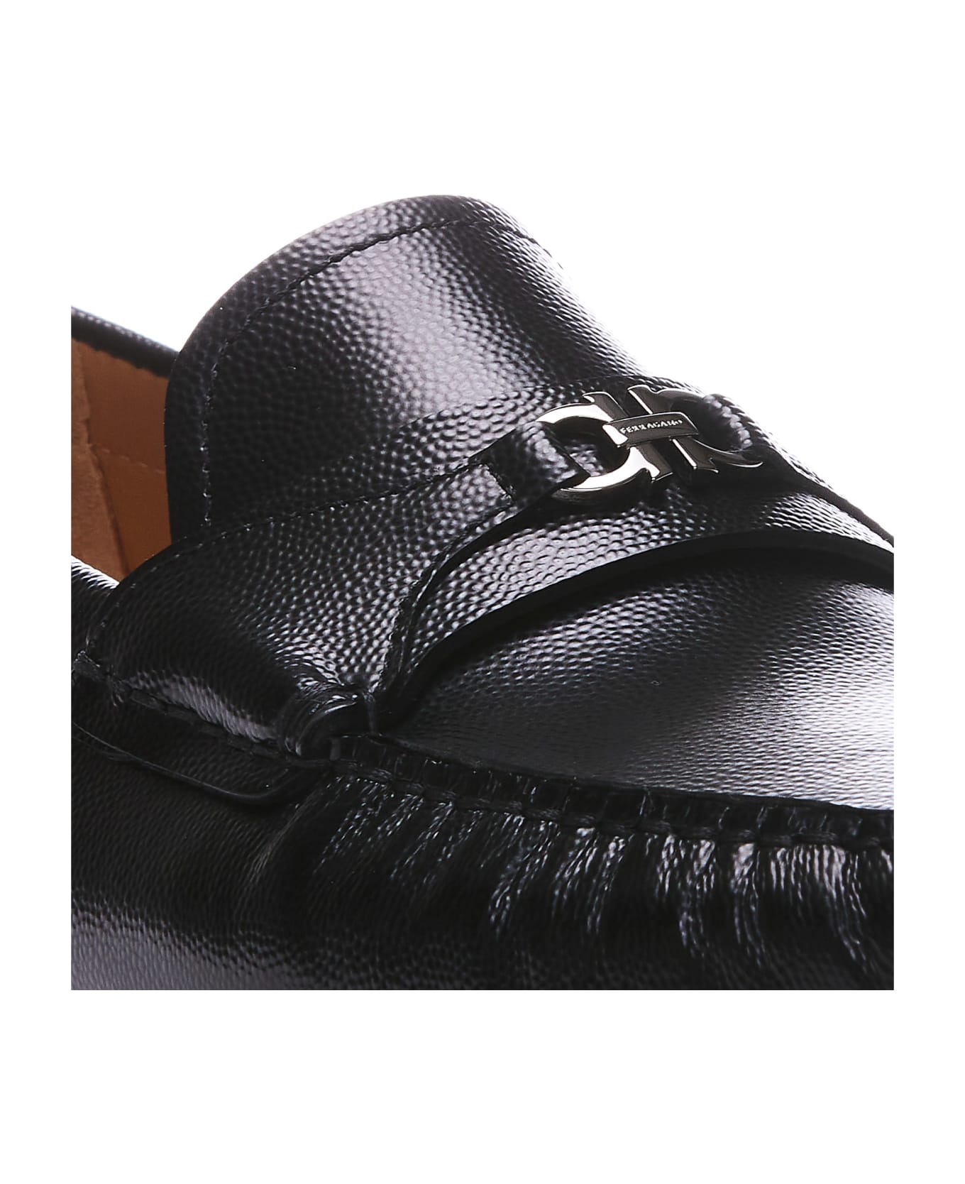 Ferragamo Florin Loafers With Gancini Logo - Black ローファー＆デッキシューズ