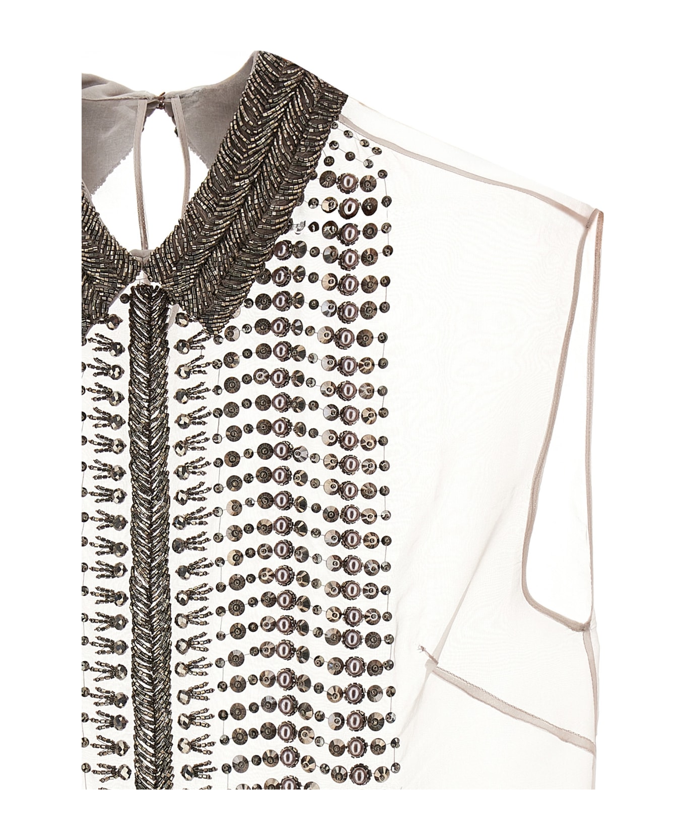Alberta Ferretti Beaded Chiffon Top - Gray