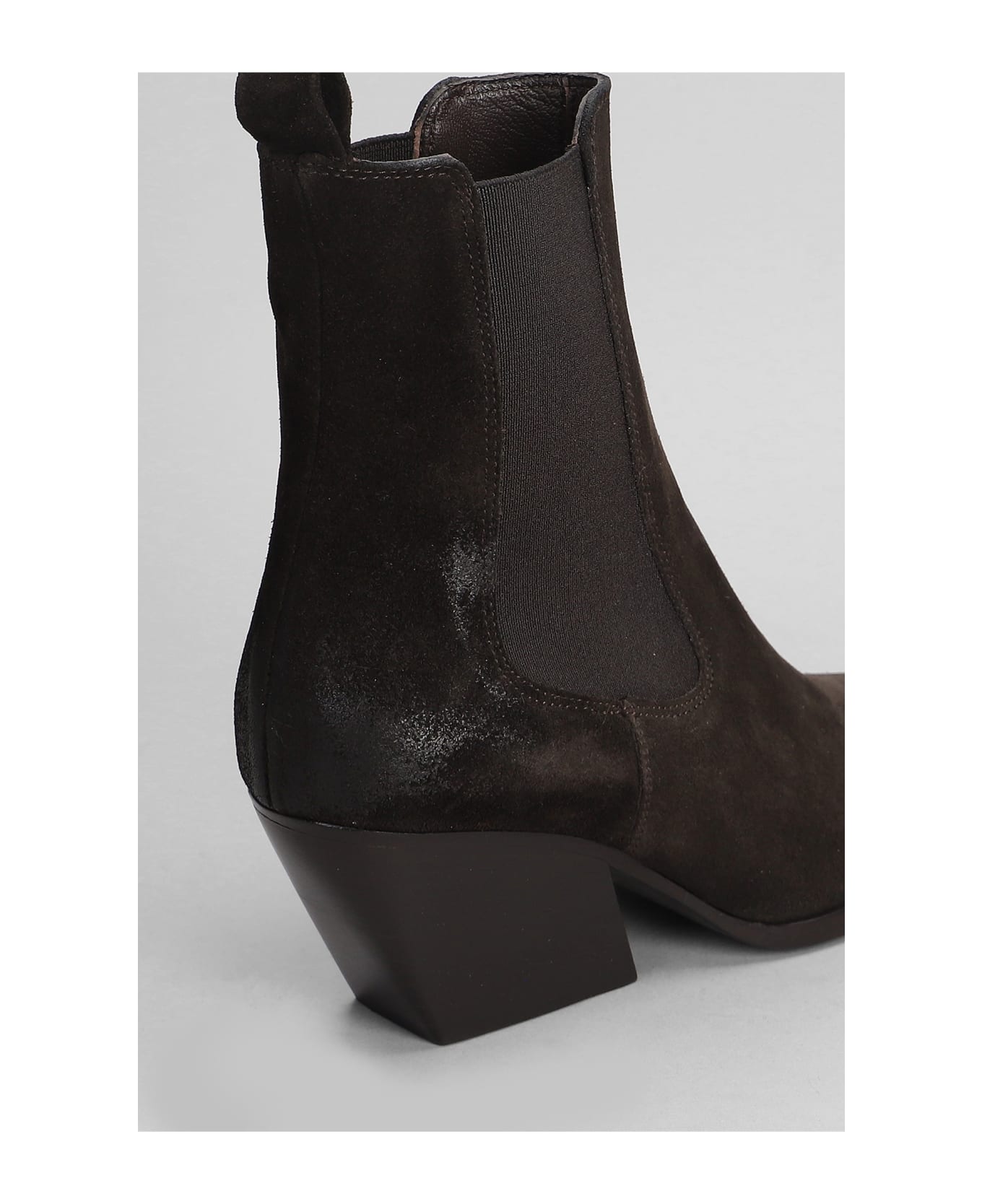 Elena Iachi Texan Ankle Boots In Brown Suede - brown