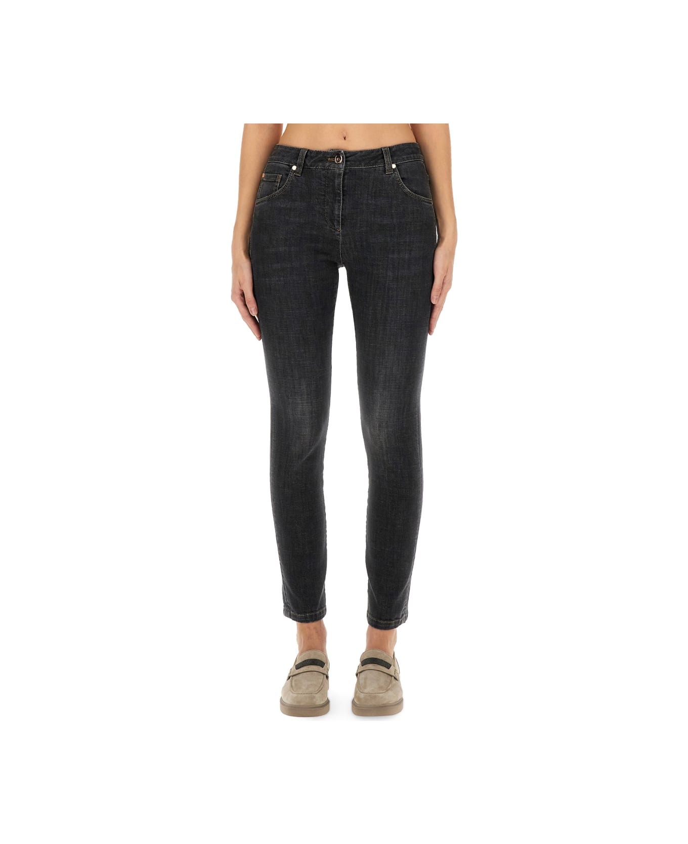 Brunello Cucinelli Slim Fit Denim Pants - BLACK