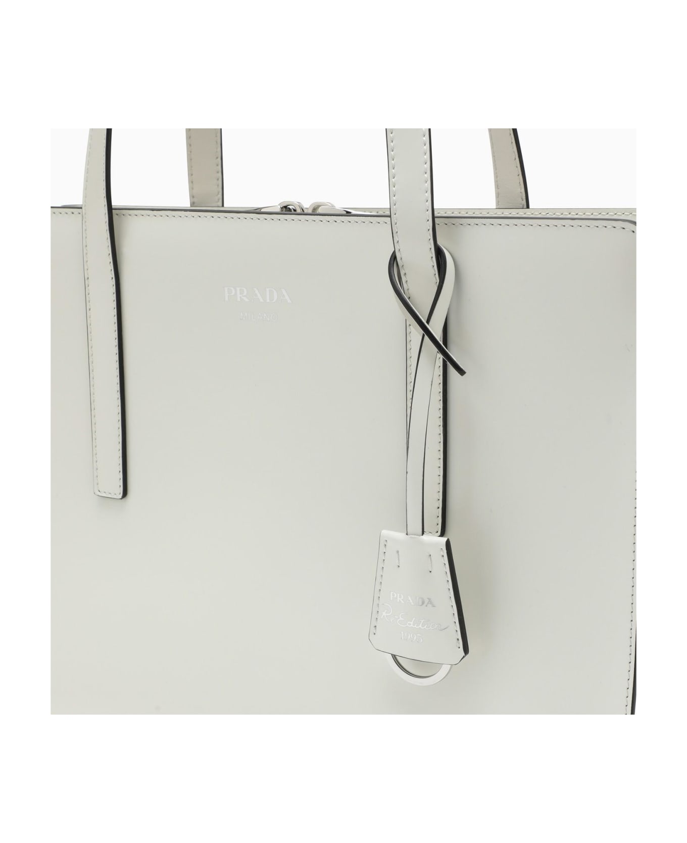 Prada Re-edition 1995 Medium Bag In White Brushed Leather