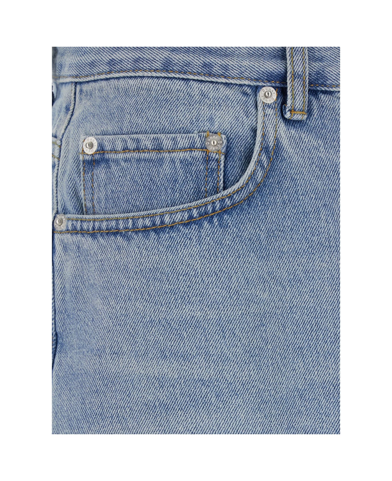 Dunst Light Blue Five Pocket Jeans With Logo Patch On The Back In Denim Man - Light blue