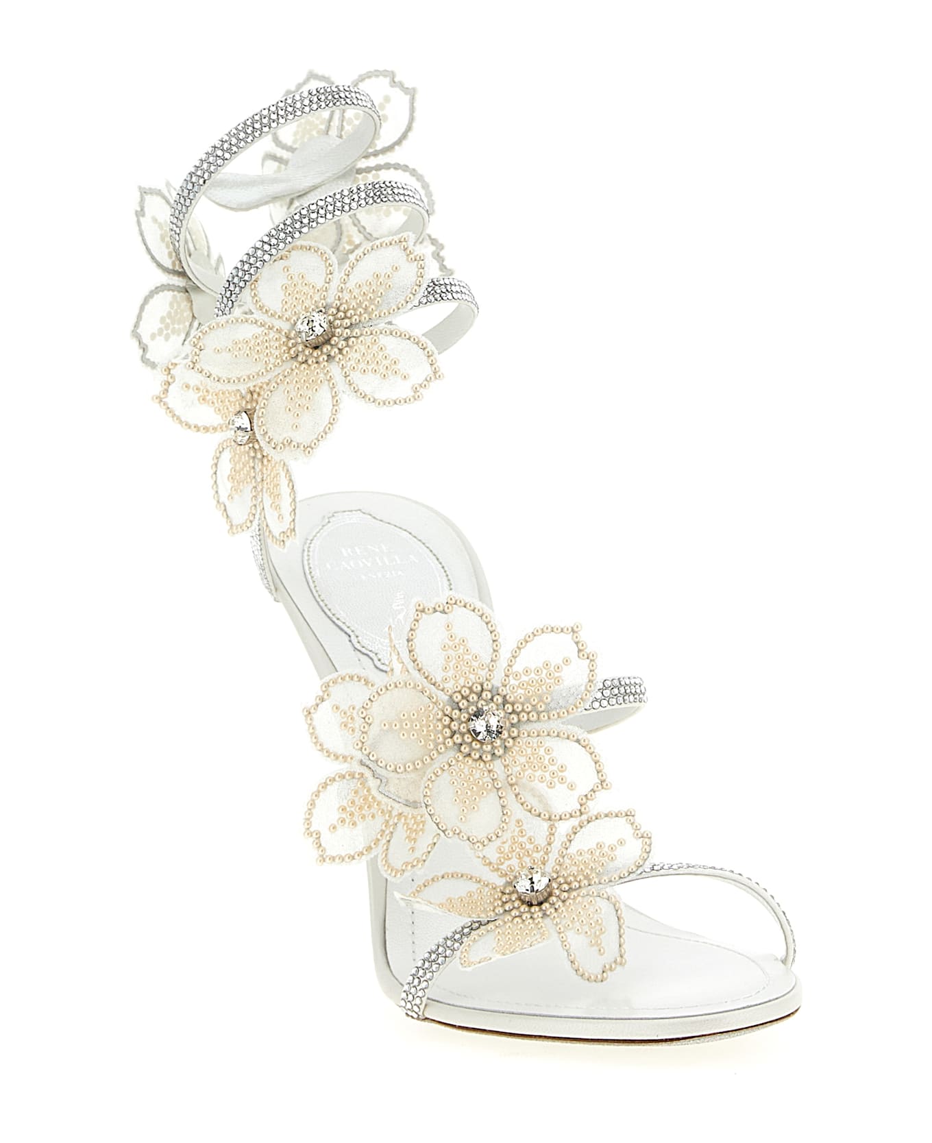 René Caovilla 
peach Flower
 Sandals - White