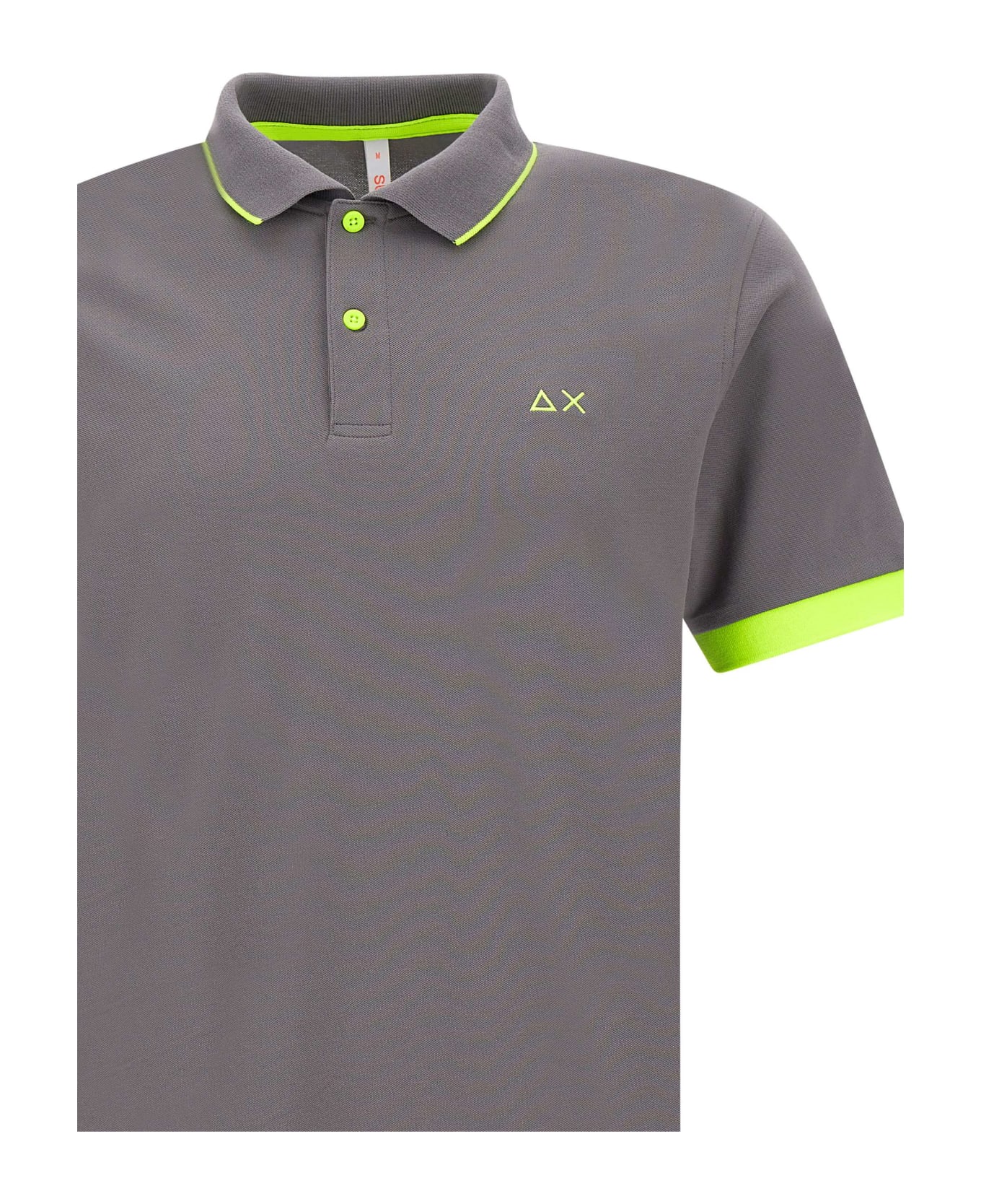 Sun 68 "small Stripe" Cotton Polo Shirt - GREY