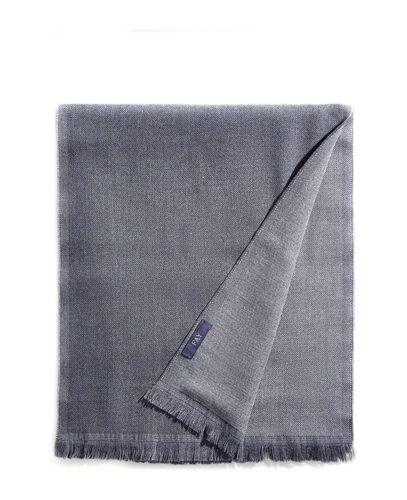 Fay Double Face Scarf In Two-tone Wool - Grigio scuro