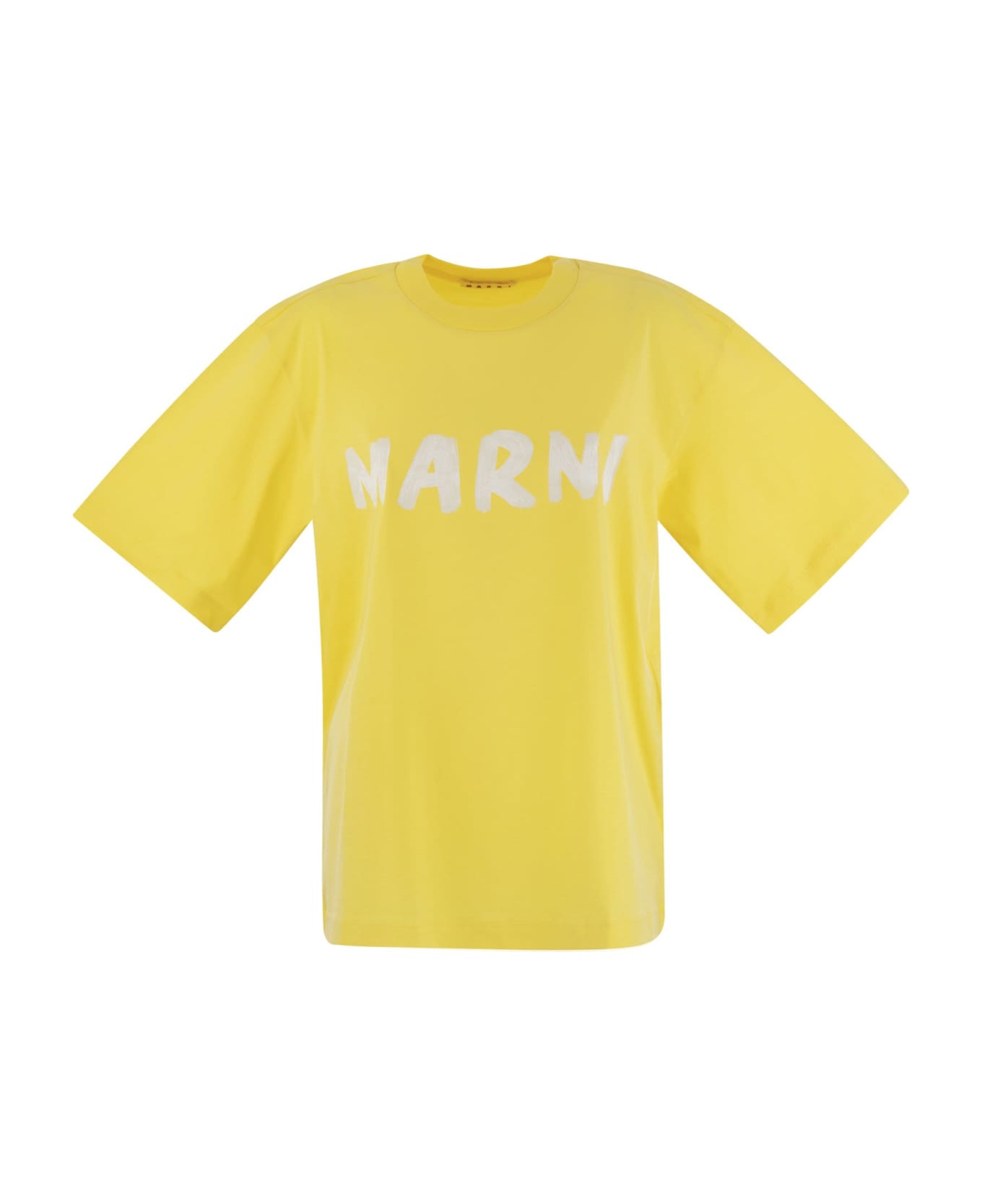 Marni Cotton Jersey T-shirt With Marni Print - Giallo