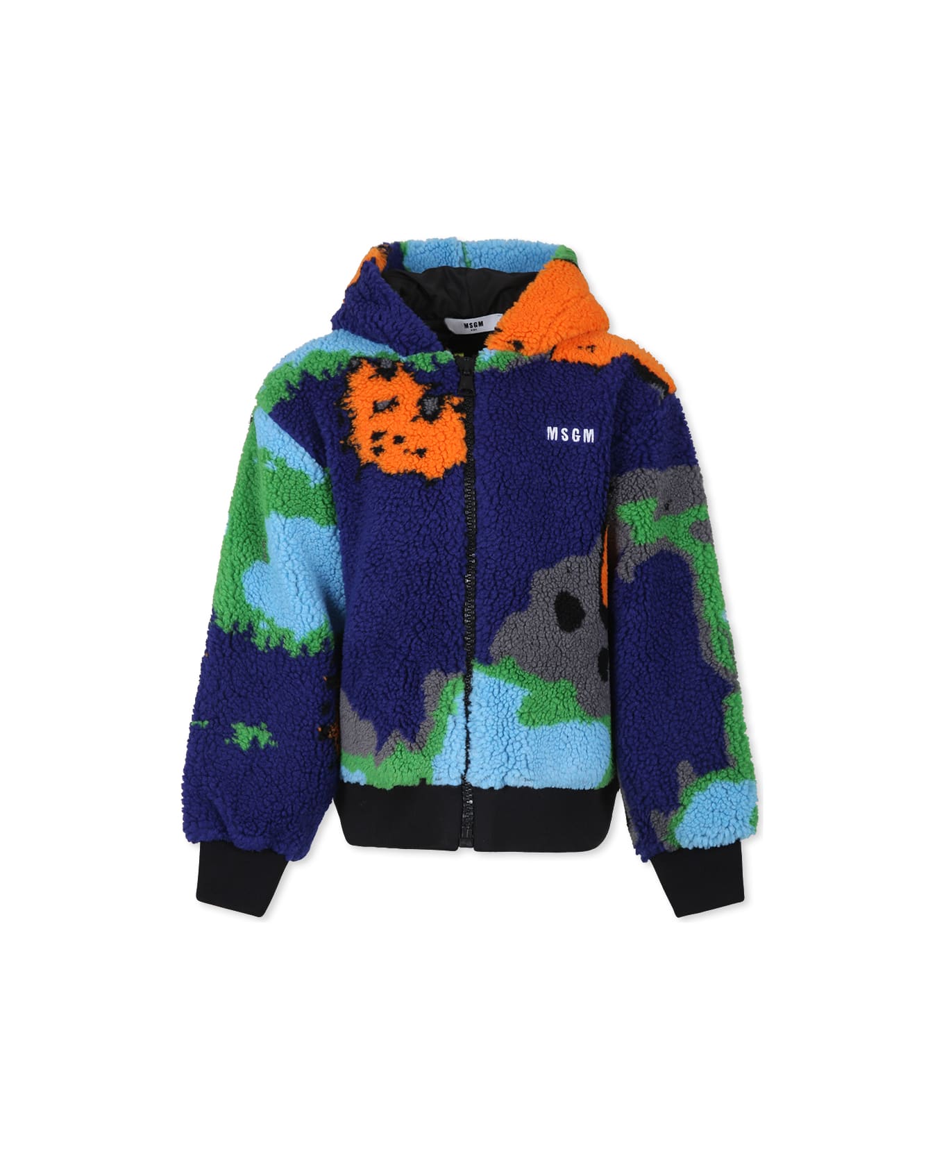 MSGM Blue Jacket For Boy With Logo - Multicolor