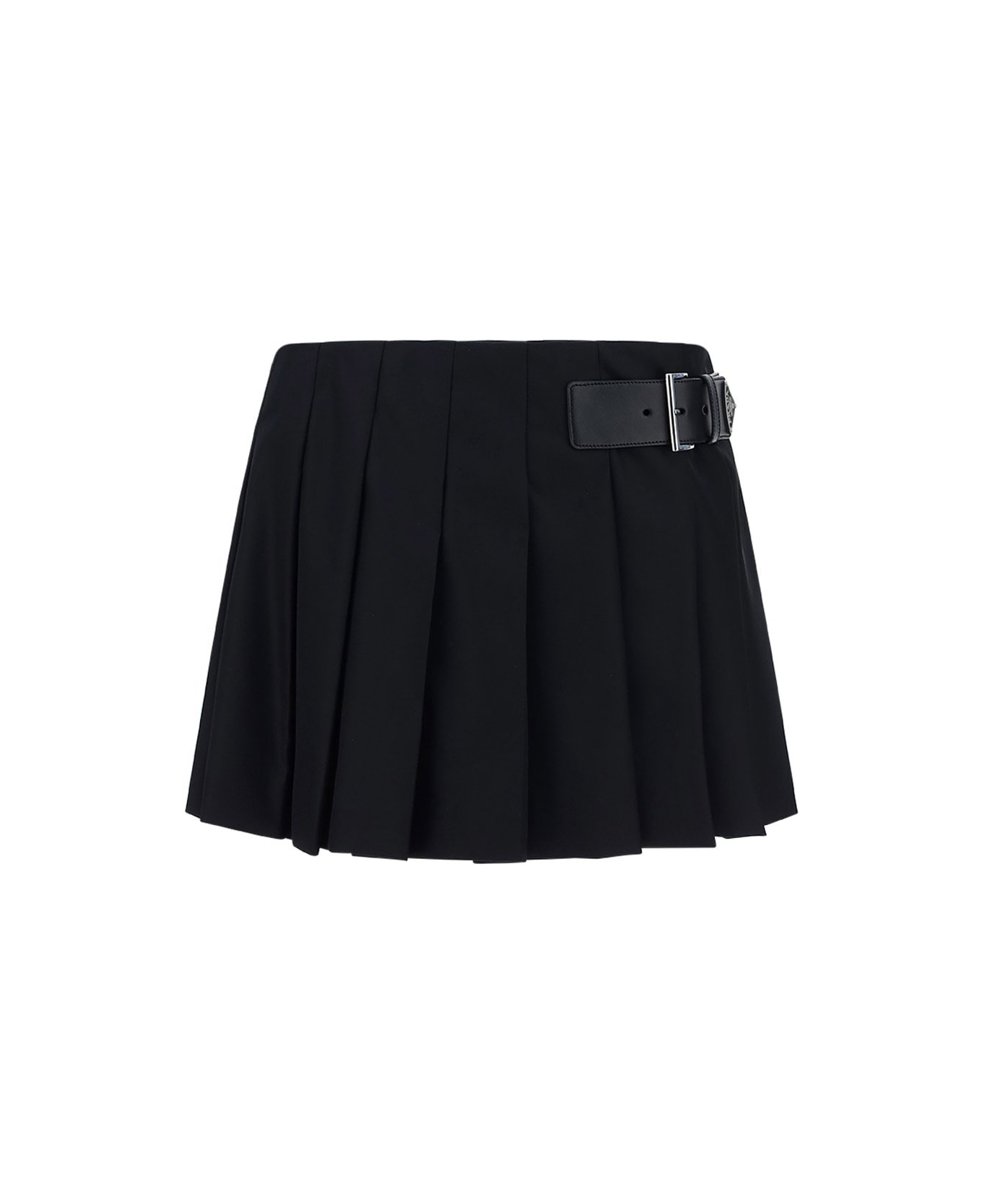 Prada Logo Detailed Pleated Mini Skirt - Nero