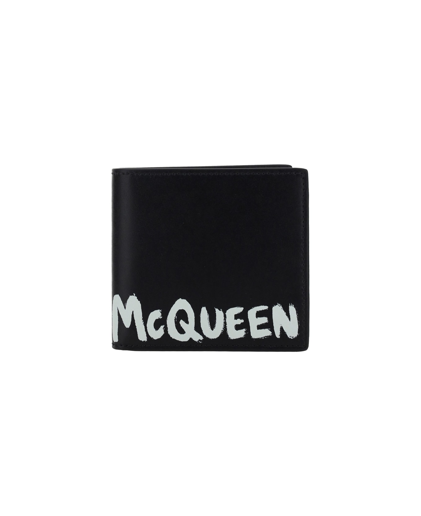 Alexander McQueen Graffiti Logo Bifold Wallet - Black/white 財布