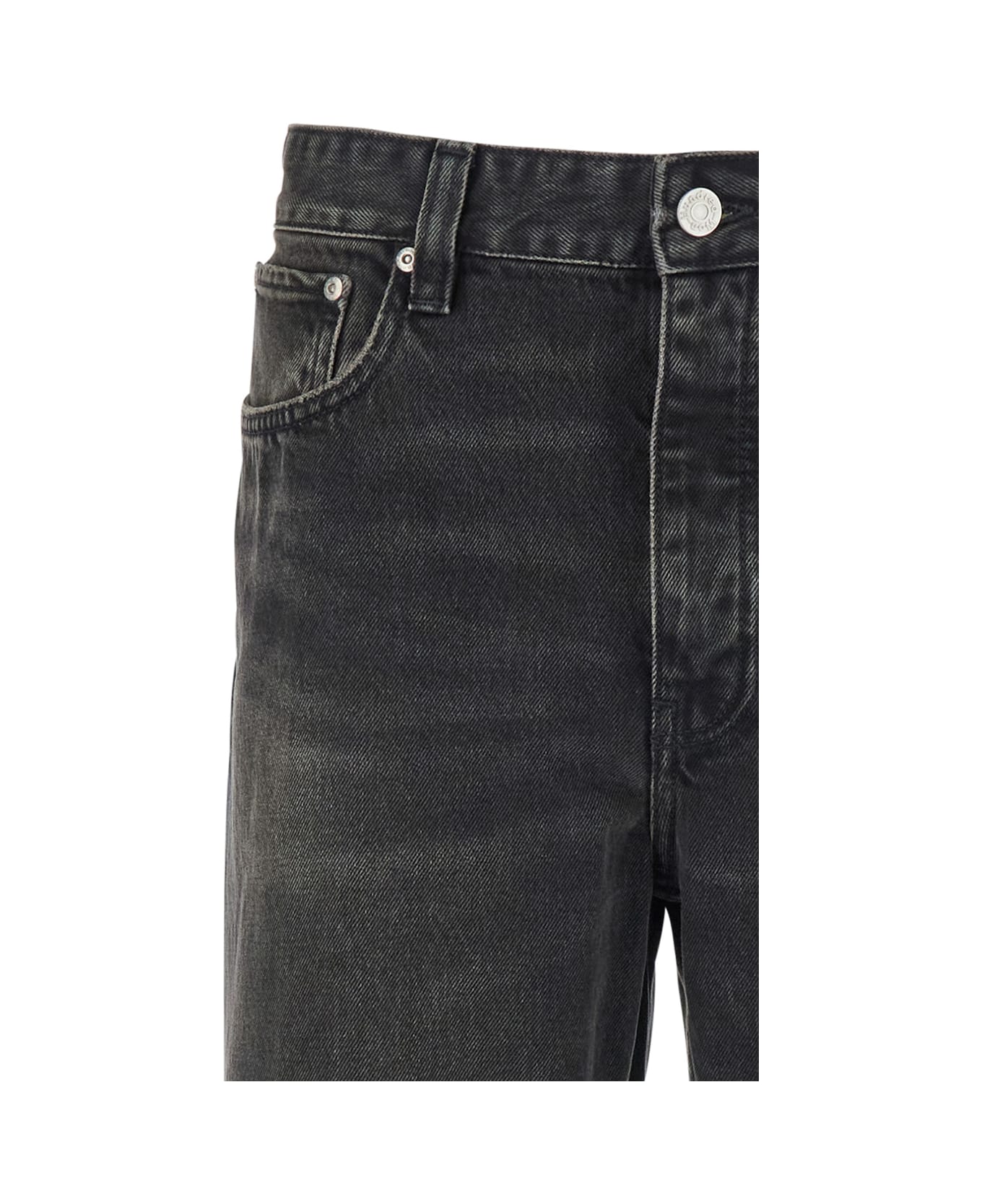 Won Hundred Black Jeans With Belt Loops In Denim Man - Black