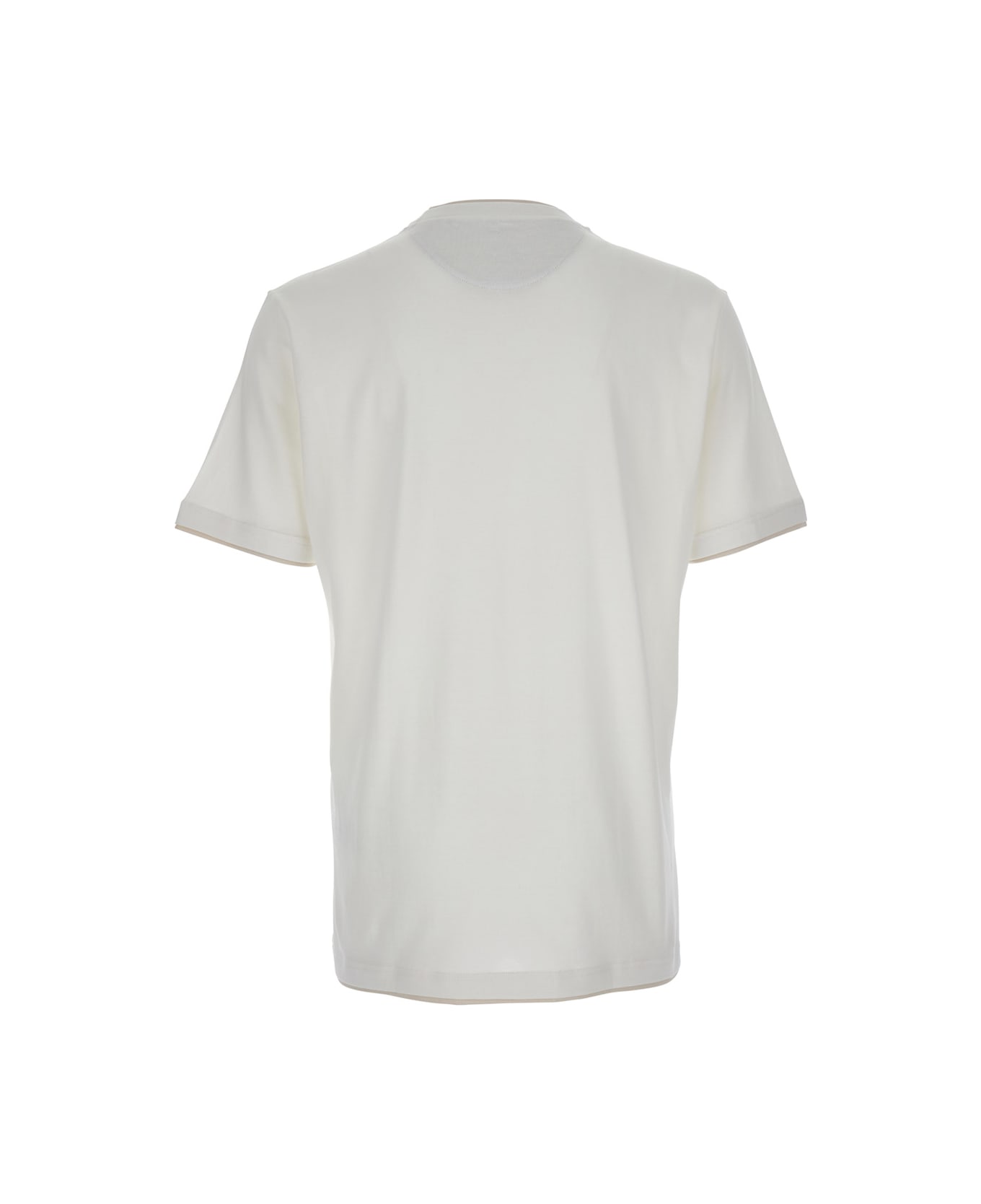 Eleventy White Crewneck T-shirt With Layered Collar In Cotton Man - White