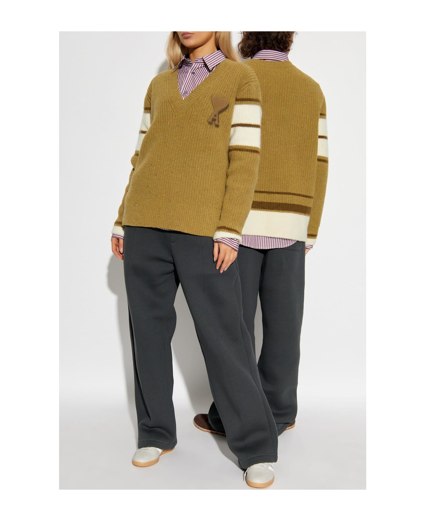 Ami Alexandre Mattiussi Wool Sweater With Logo - GREEN