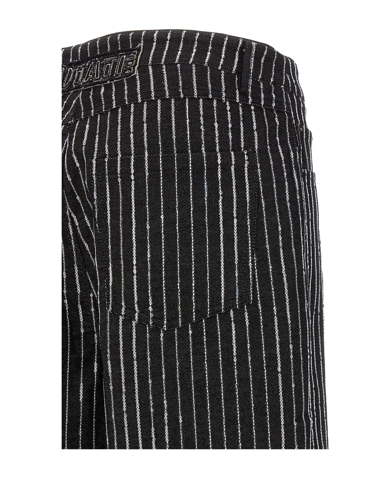 Rotate by Birger Christensen Sequin Pinstripe Jeans - Black  