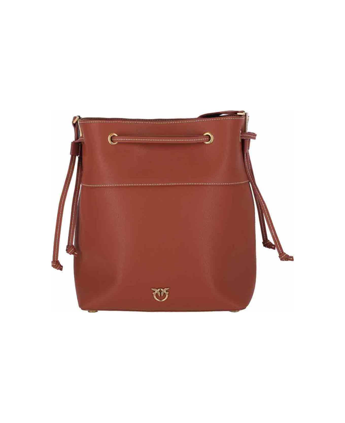 Pinko Logo Bucket Bag - Brown