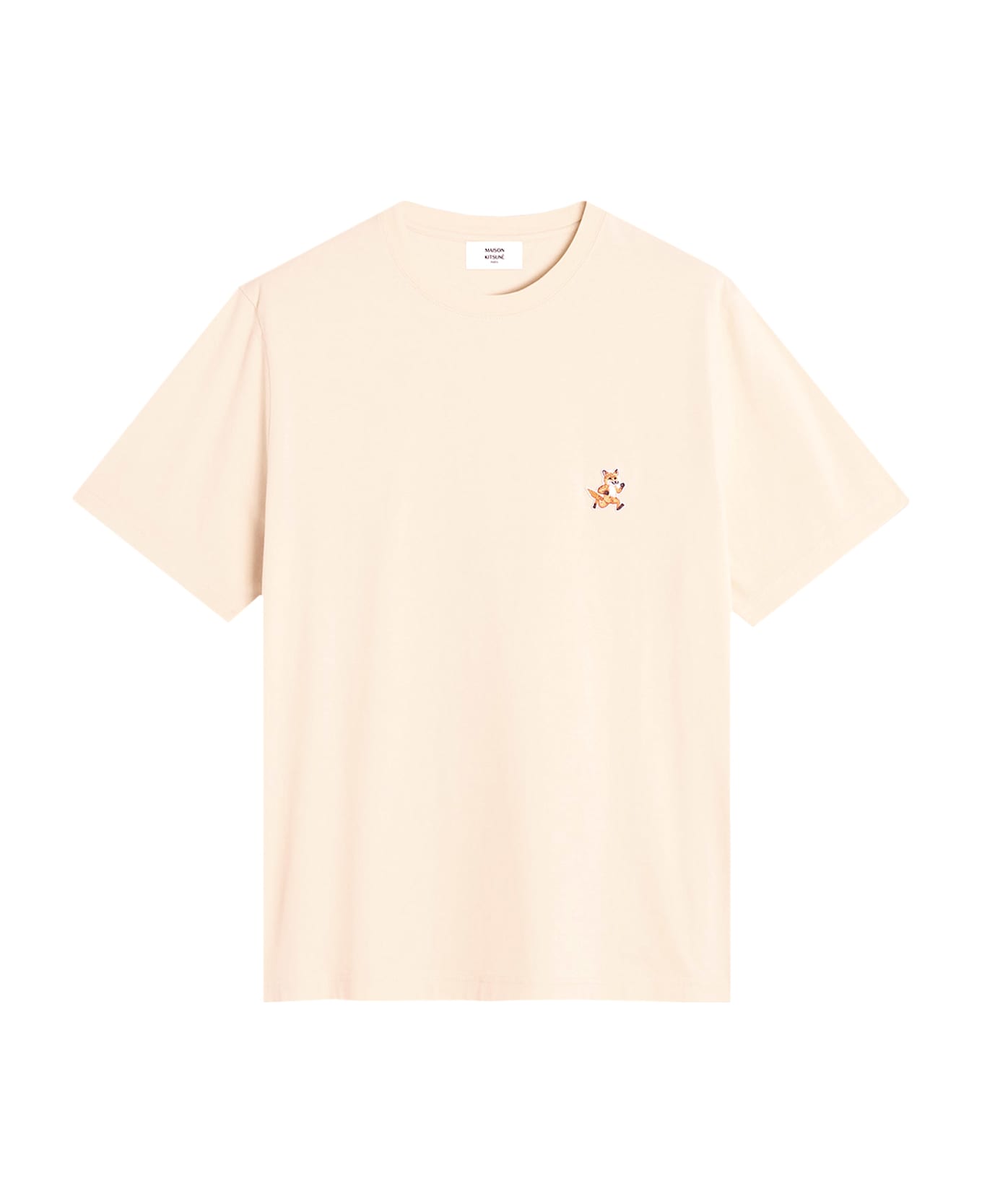 Maison Kitsuné Cotton T-shirt With Iconic Patch On The Front - Beige