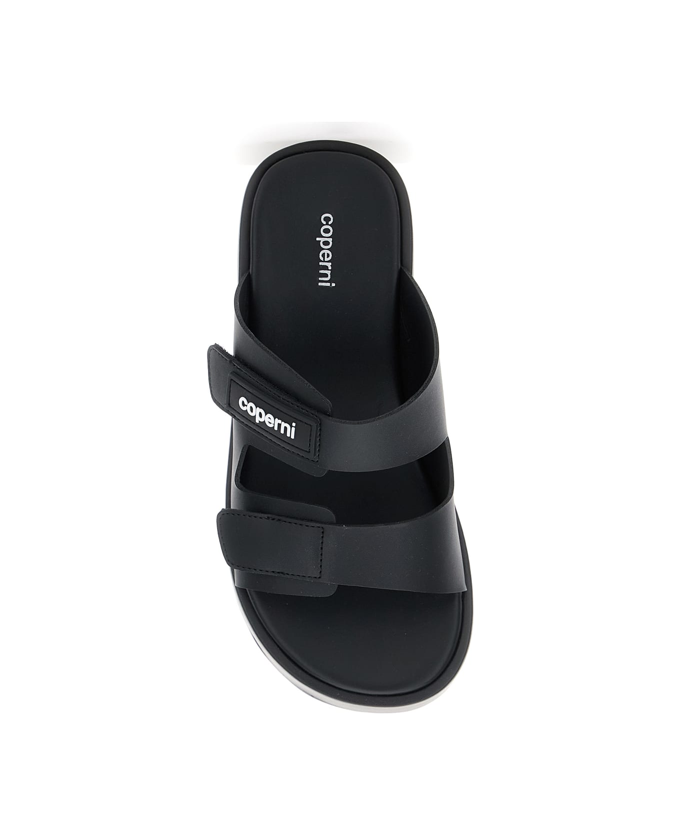 Coperni Black Wedges With Logo Patch On The Front And Touch-strap Closure In Leather Woman - Black