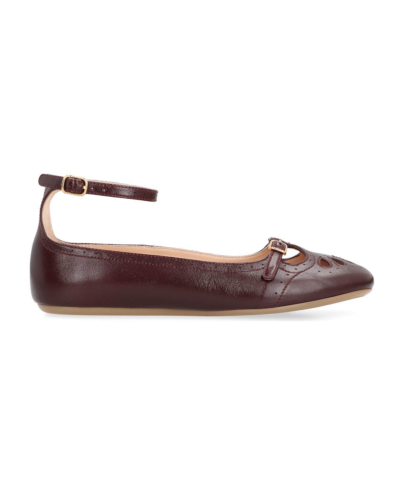 Chloé Misty Ballet Flats In Leather - Red-purple or grape