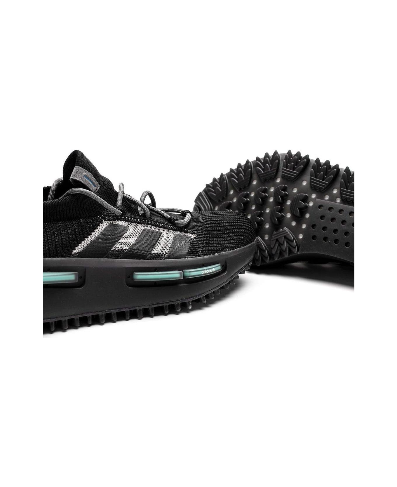 Adidas Side Stripe Detailed Lace-up Sneakers - Cblack/cblack/altblu