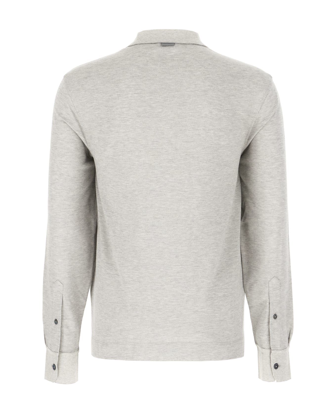 Zegna Grey Cotton And Silk Polo Shirt - GREY MELANGE