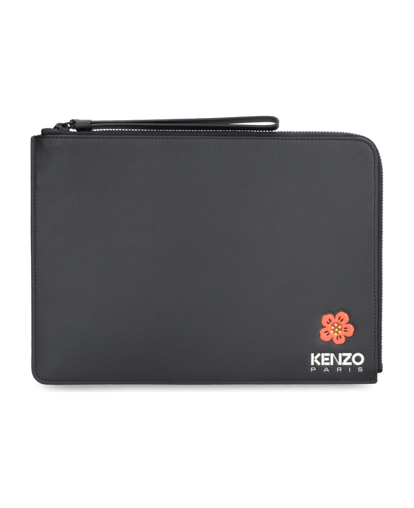 Kenzo Leather Flat Pouch - black バッグ
