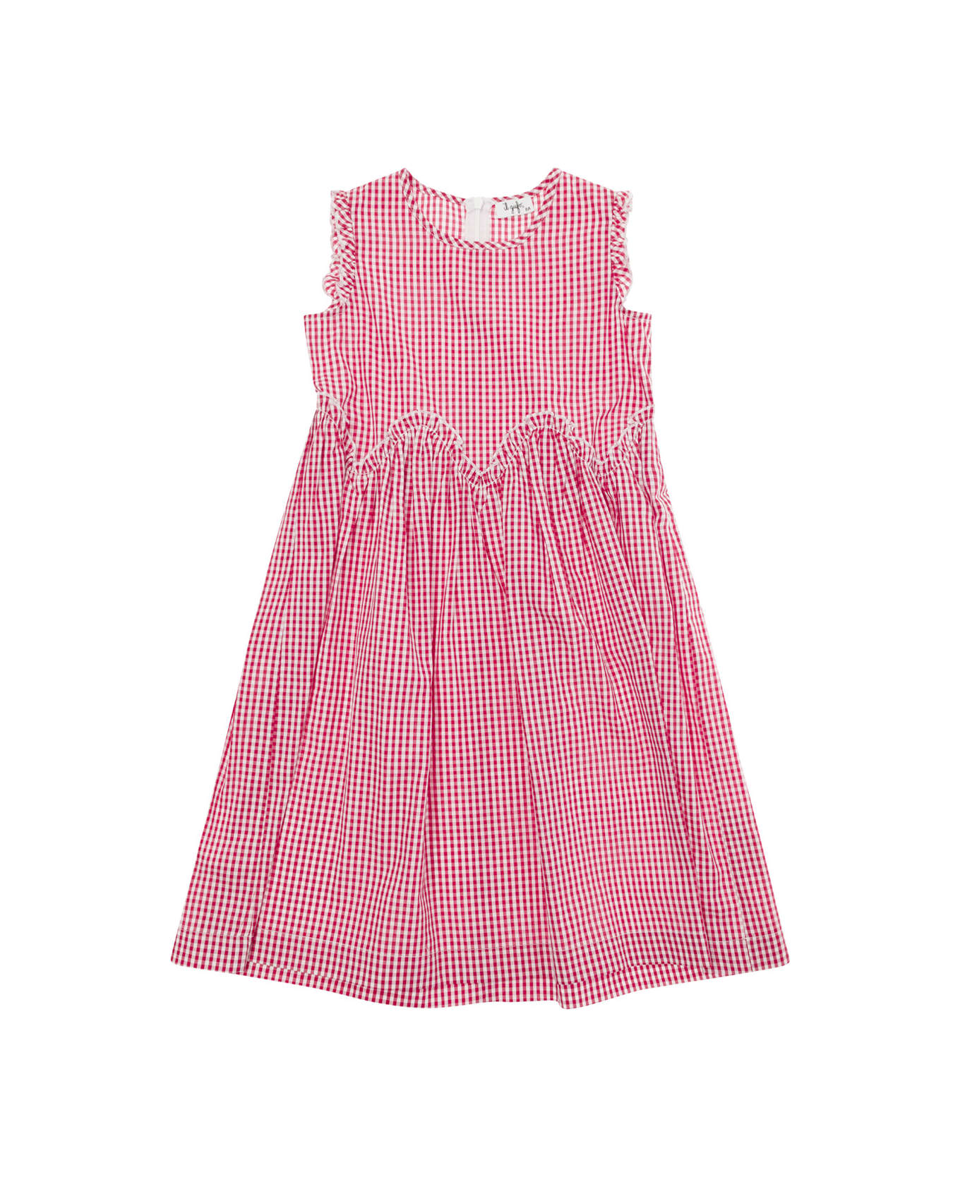 Il Gufo Red Sleeveless Check Print Dress In Cotton Girl - Red ワンピース＆ドレス