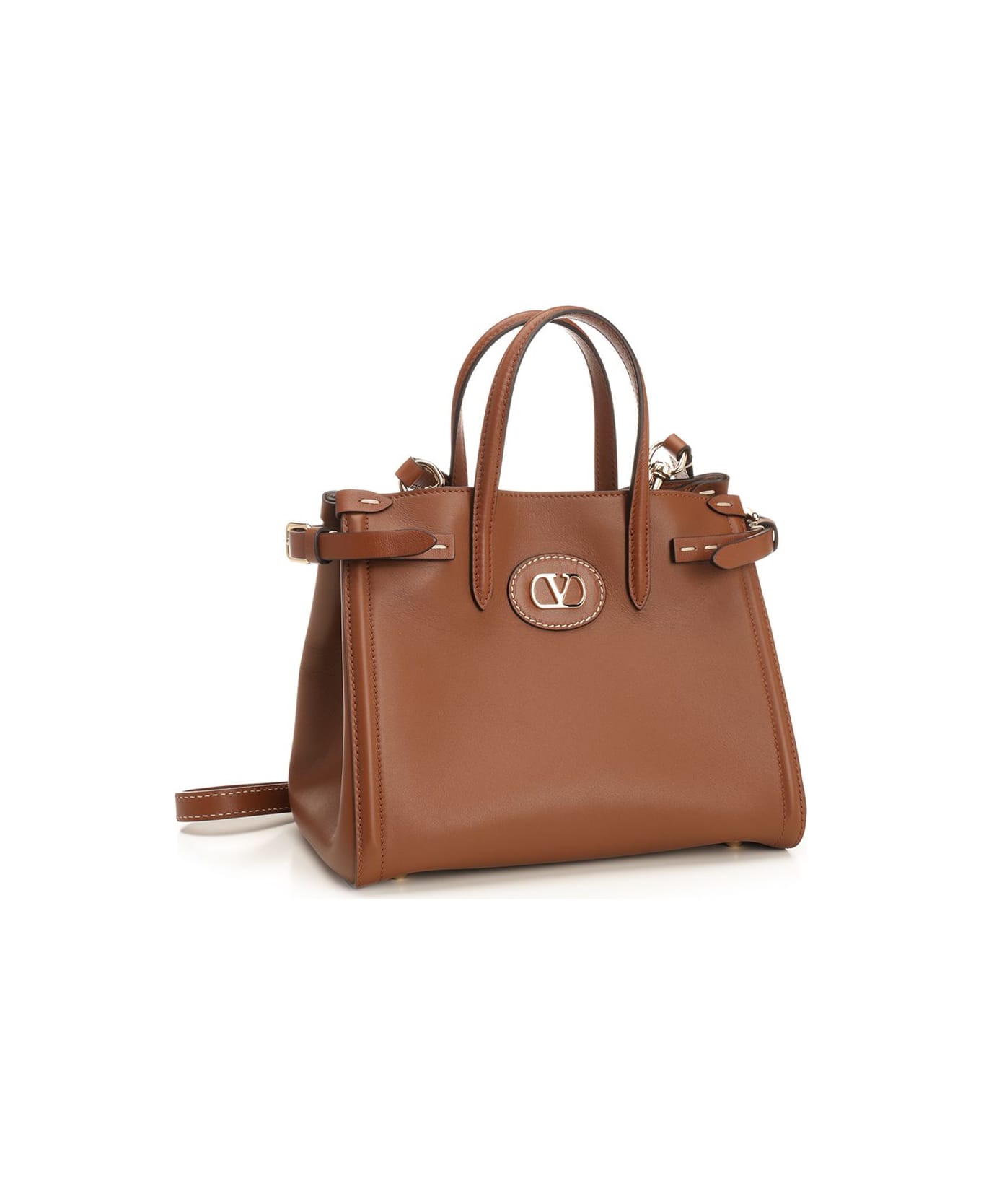 Valentino Garavani 'antibes' Small Shopping Bag - Brown