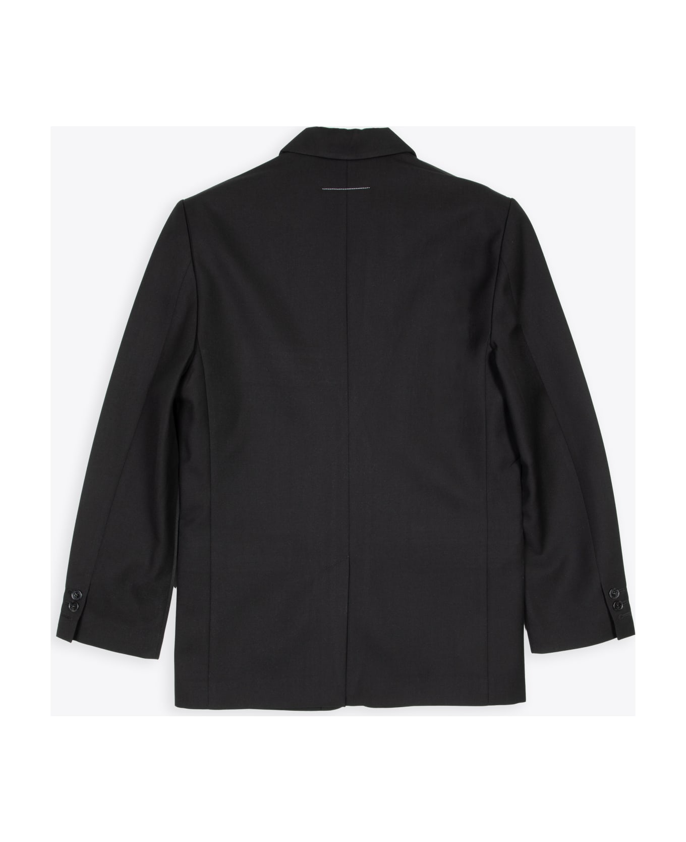 MM6 Maison Margiela Giacca Black Wool Tailored Blazer With Waxed Front - Nero ジャケット