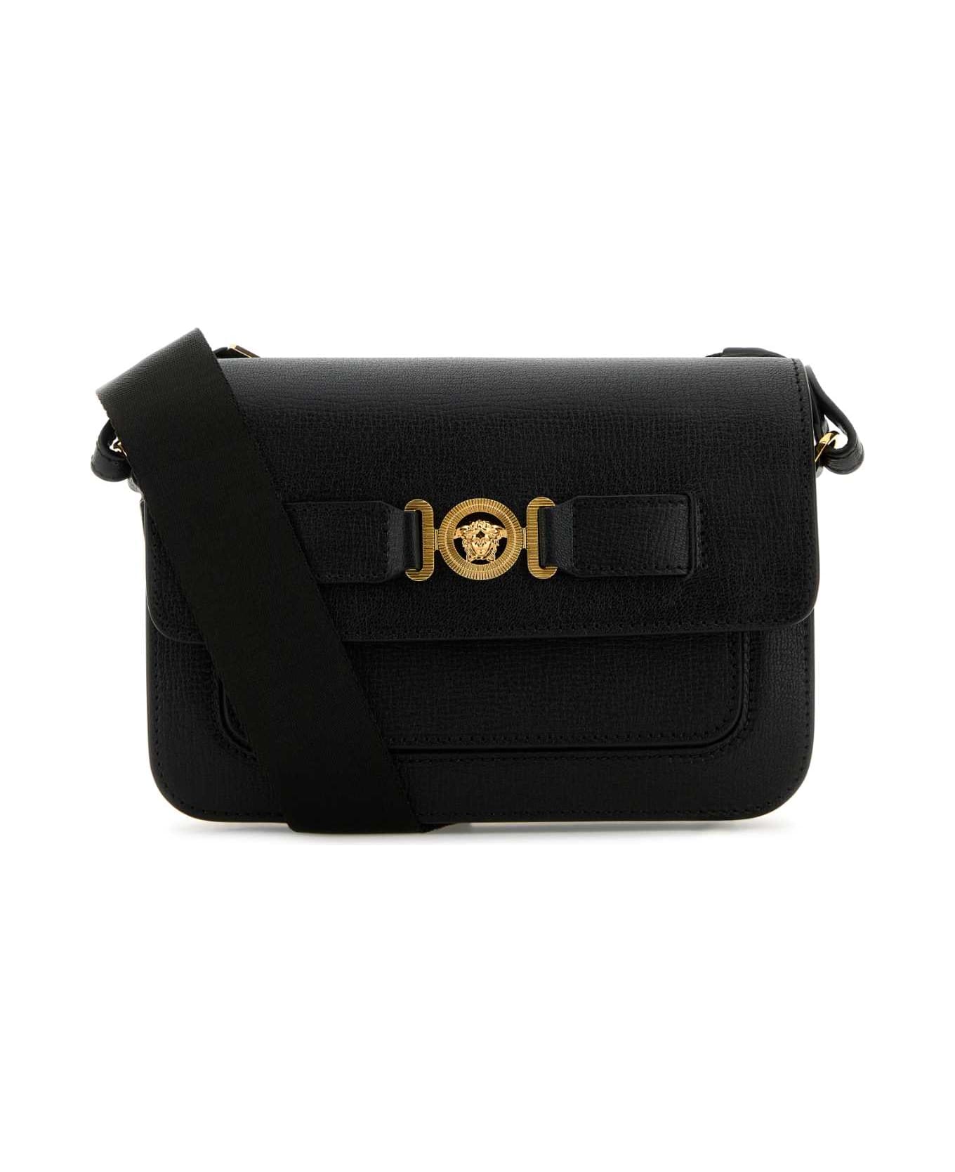 Versace Black Leather Medusa Biggie Crossbody Bag - BLACKVERSACEGOLD