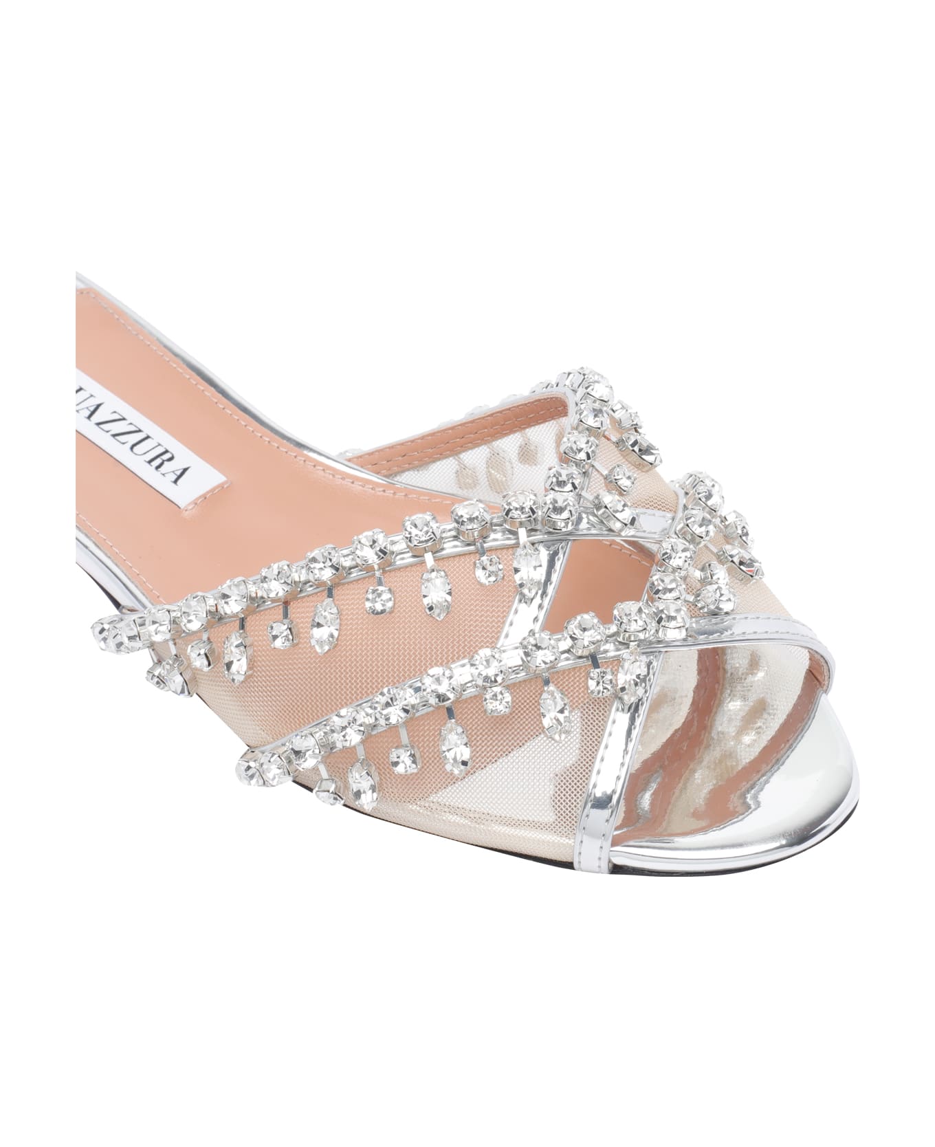 Aquazzura Temptation Crystal Slide Sandals - Silver