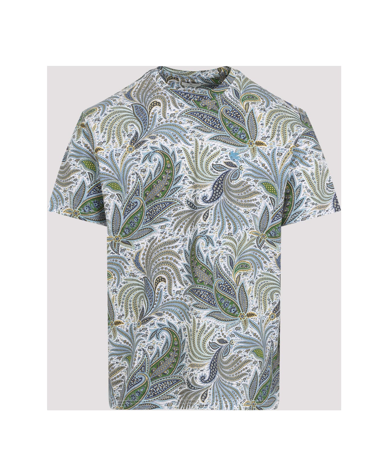 Etro Graphic Printed Crewneck T-shirt - Print On Blue Base