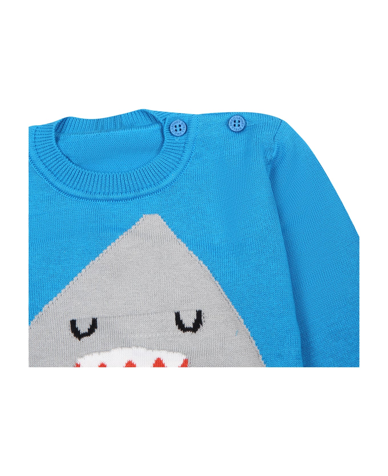 Stella McCartney Kids Light Blue Sweater For Baby Boy With Shark - Light Blue