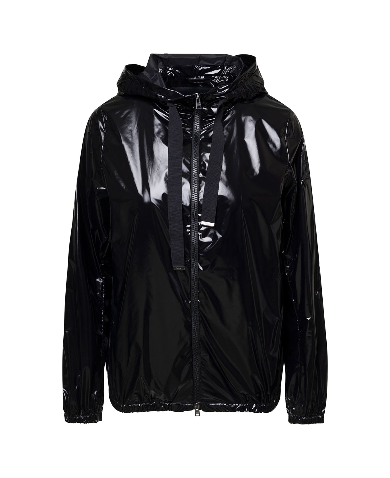 Herno Black Gloss Cape Hooded Jacket In Polyester Woman - Black ジャケット