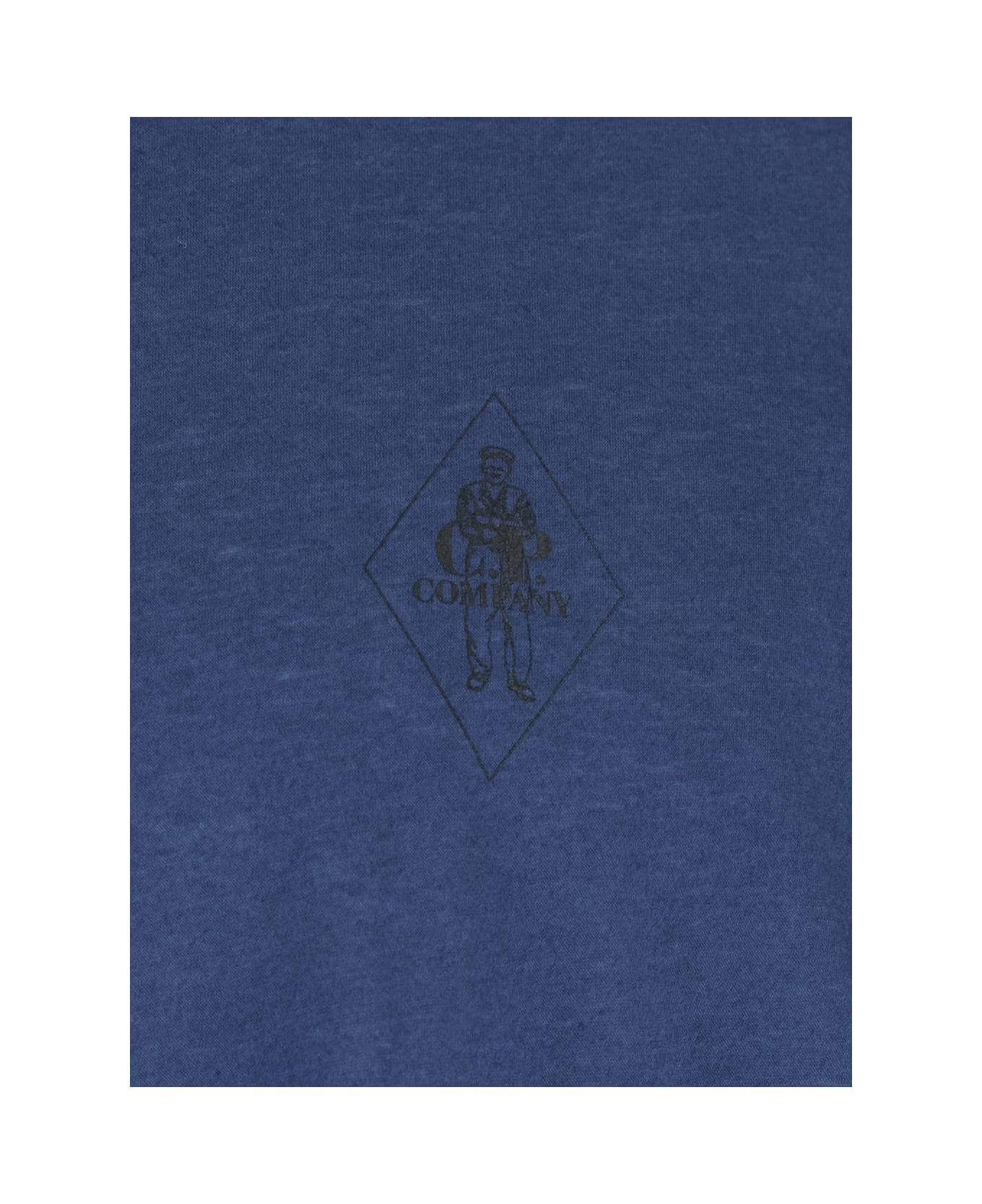 C.P. Company Blue Crewneck T-shirt With Logo Embroidery On The Front In Cotton Man - Blu