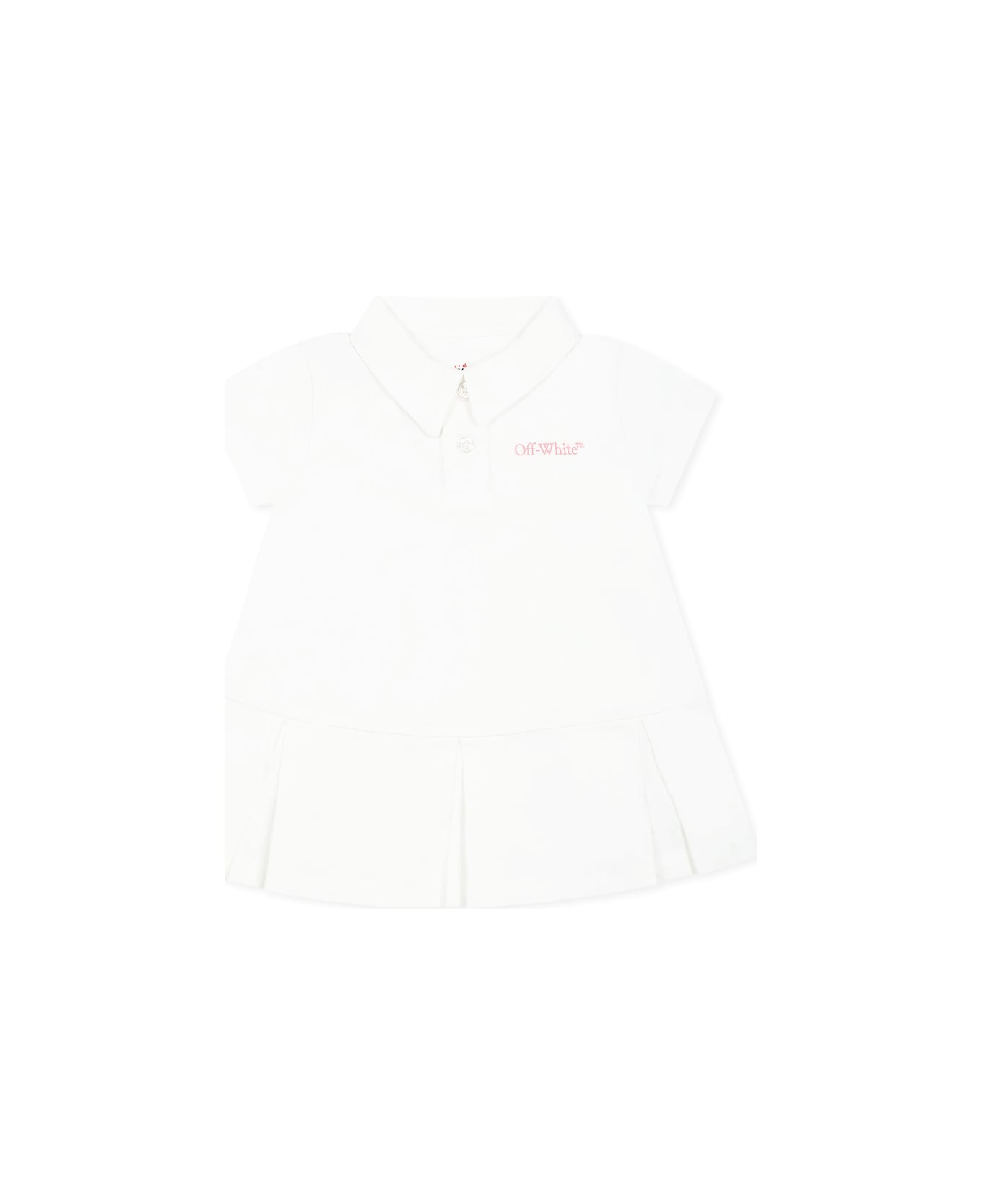 Off-White White Dress For Baby Girl With Logo - White