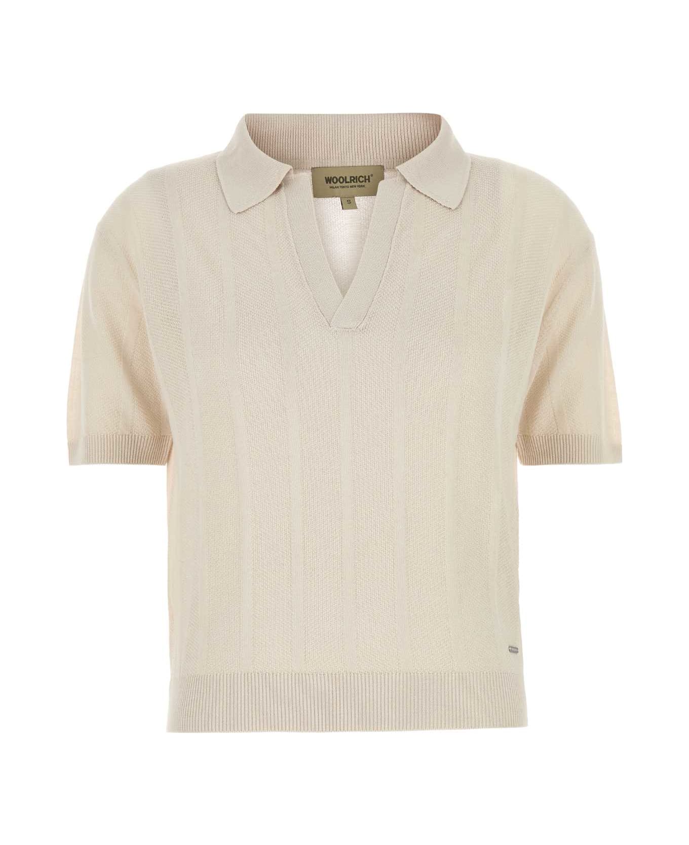 Woolrich Sand Viscose Blend Polo Shirt - WHITE