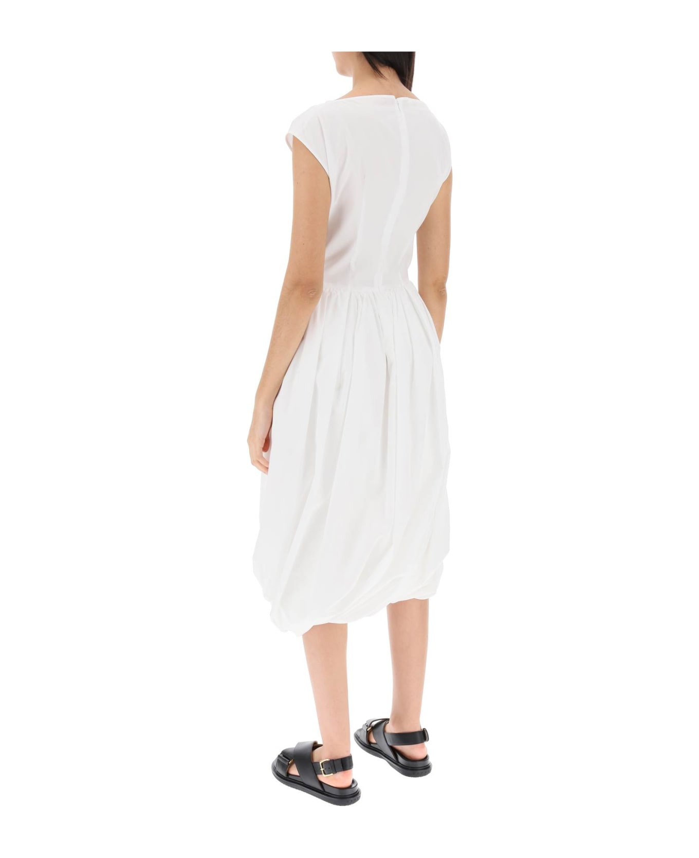 Marni White Cotton Midi Dress - LILY WHITE (White)