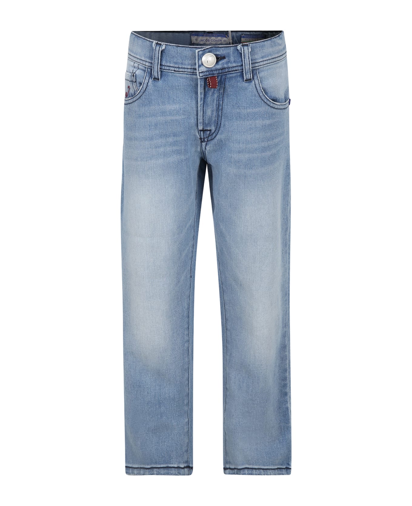Jacob Cohen Blue Jeans For Boy With Logo - Denim ボトムス