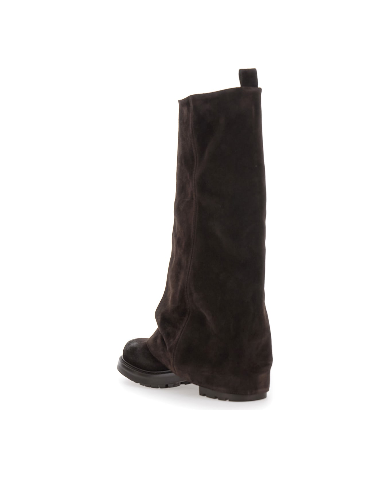 Strategia Brown Multilayer Combat Boots With One Block Sole In Suede Woman - Brown