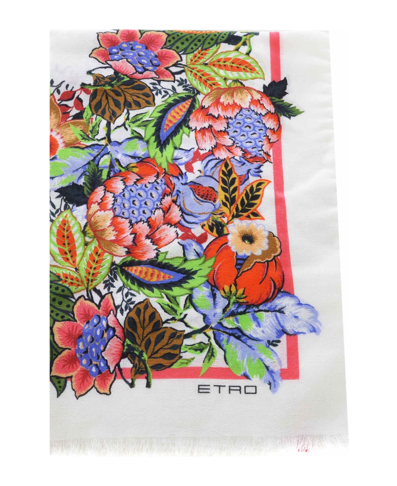 Etro Scarf Etro "bouquet" Made Of Cotton And Modal - Bianco