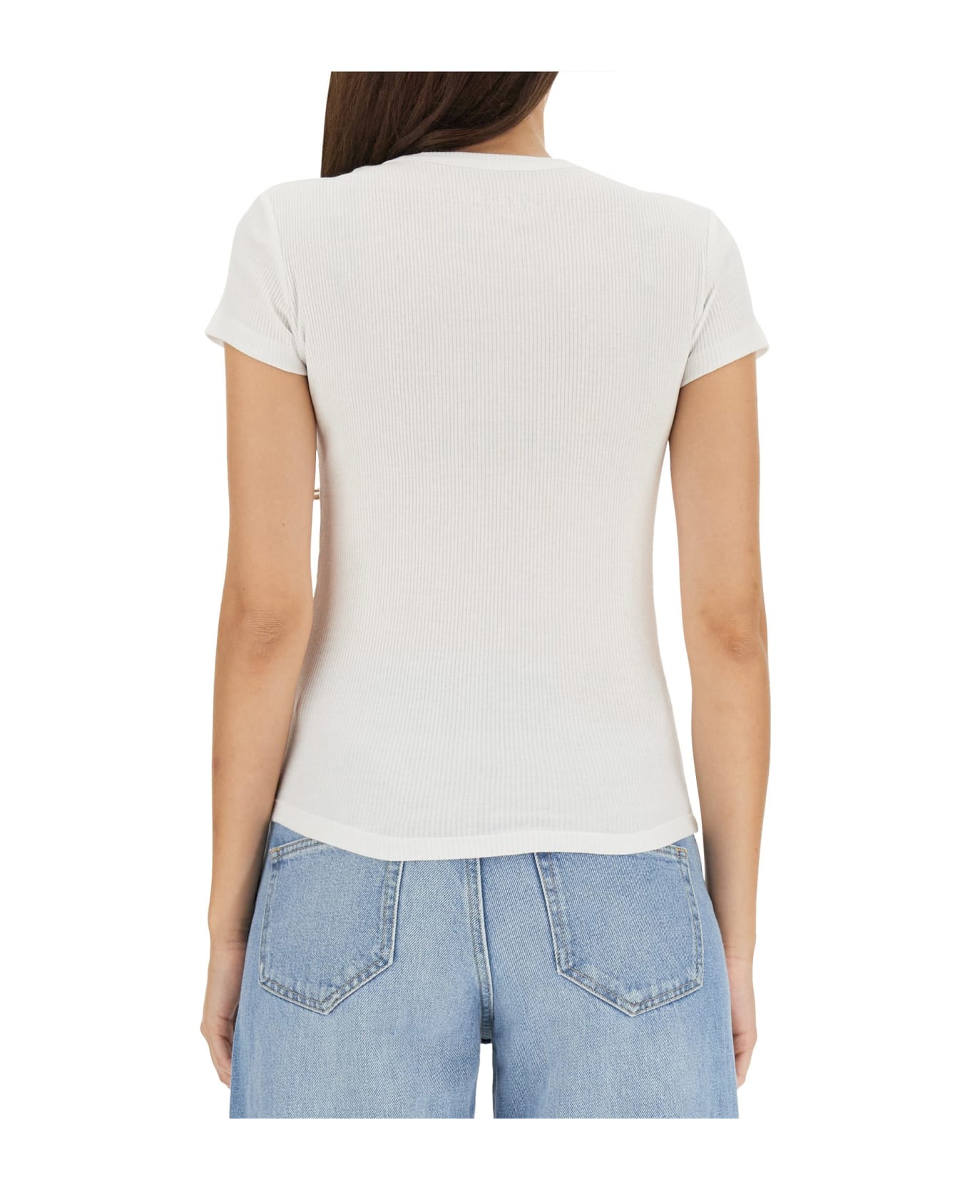 Isabel Marant Slim Fit Fine Ribbed Top - BIANCO Tシャツ