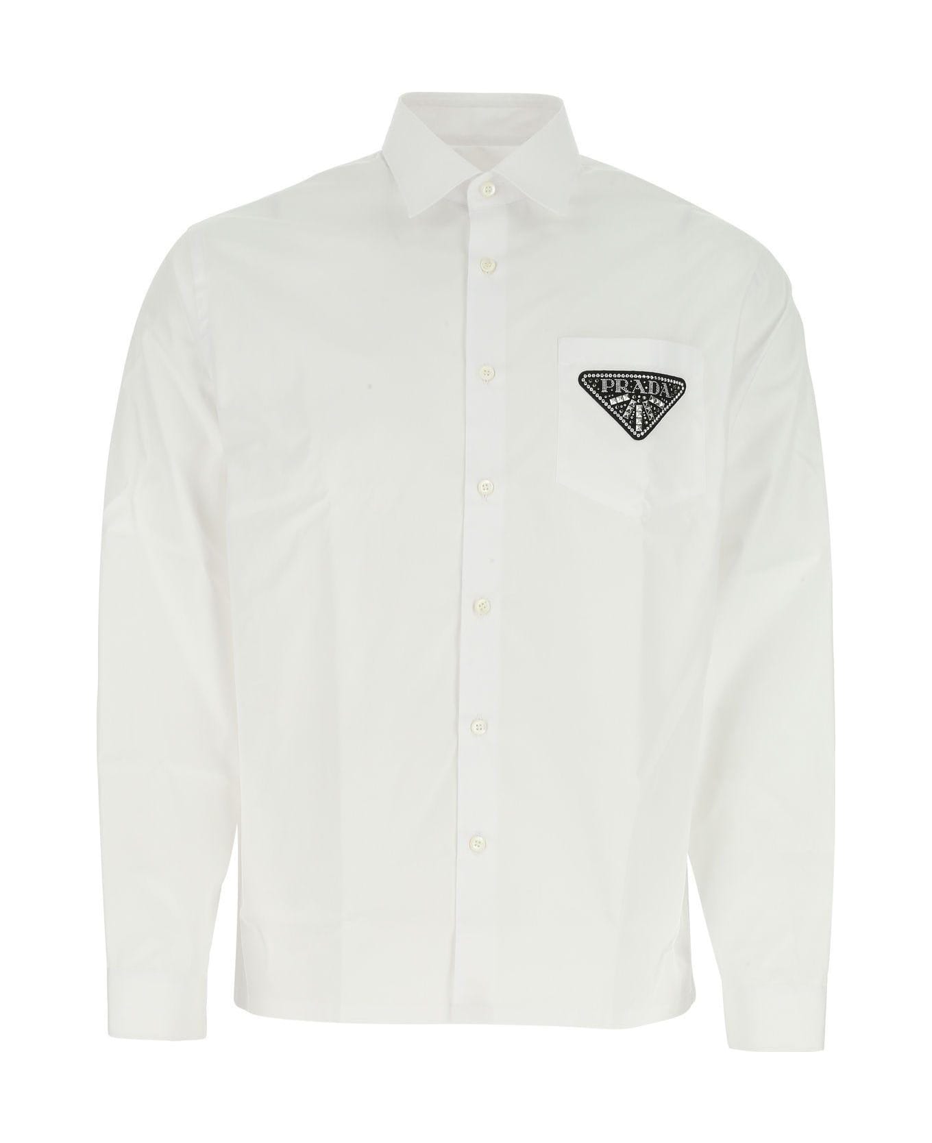 Prada Granda White Poplin Shirt - WHITE