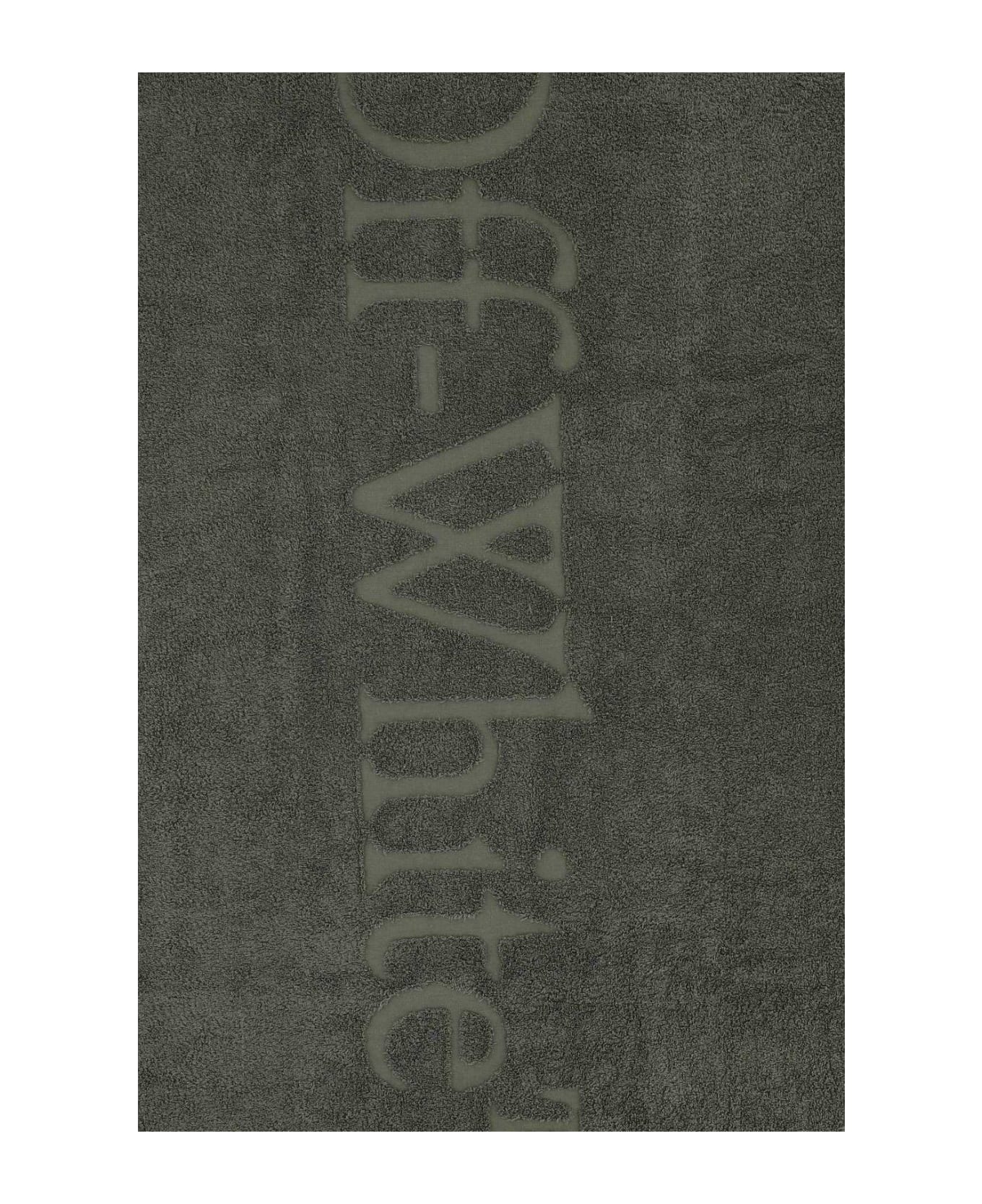 Off-White Bookish Logo Detailed Bath Towel - Verde