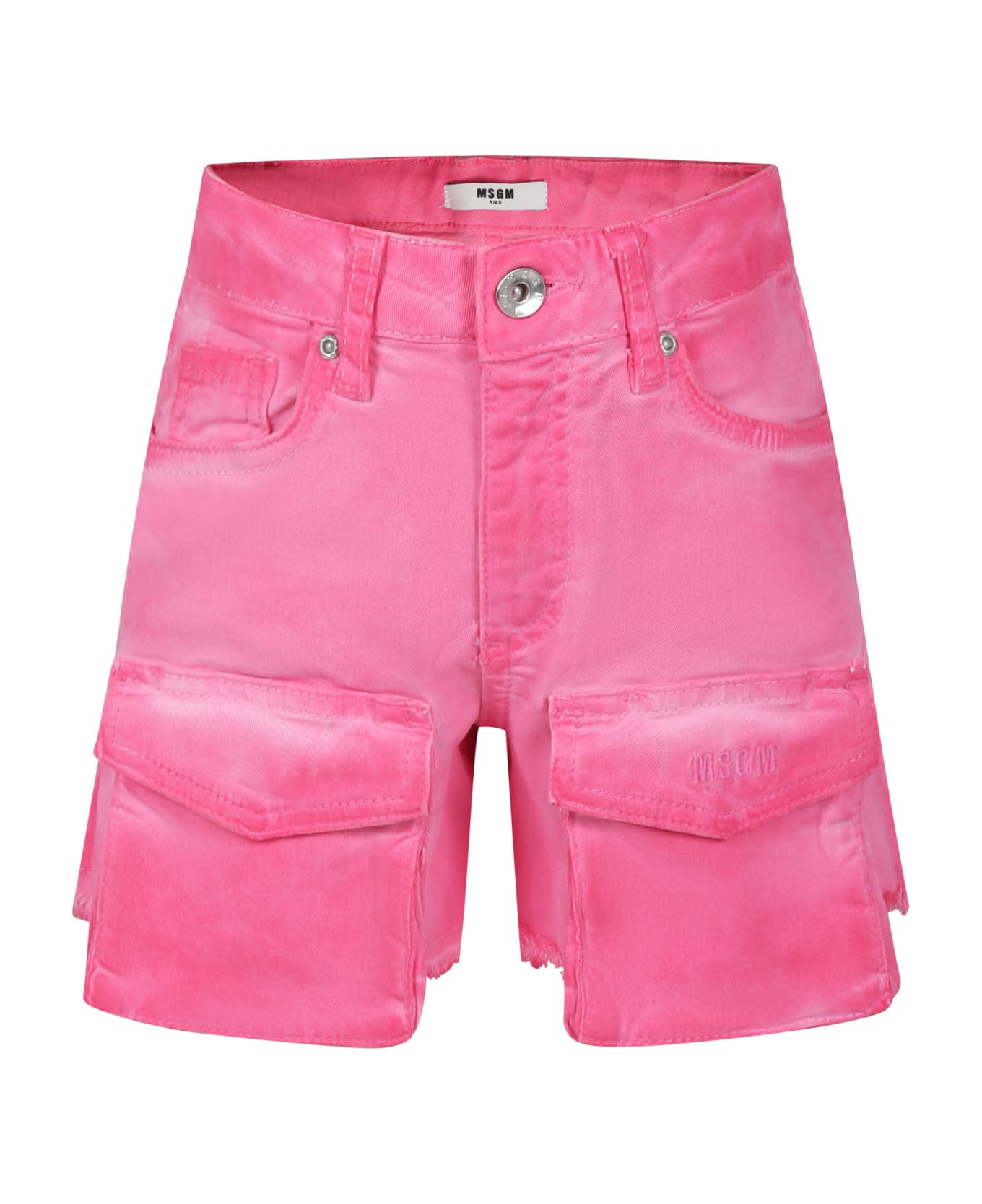 MSGM Fuchsia Denim Shorts For Girl - Fuchsia