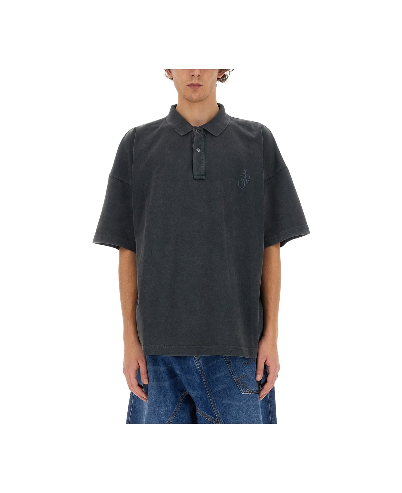J.W. Anderson Polo With Logo - Charcoal