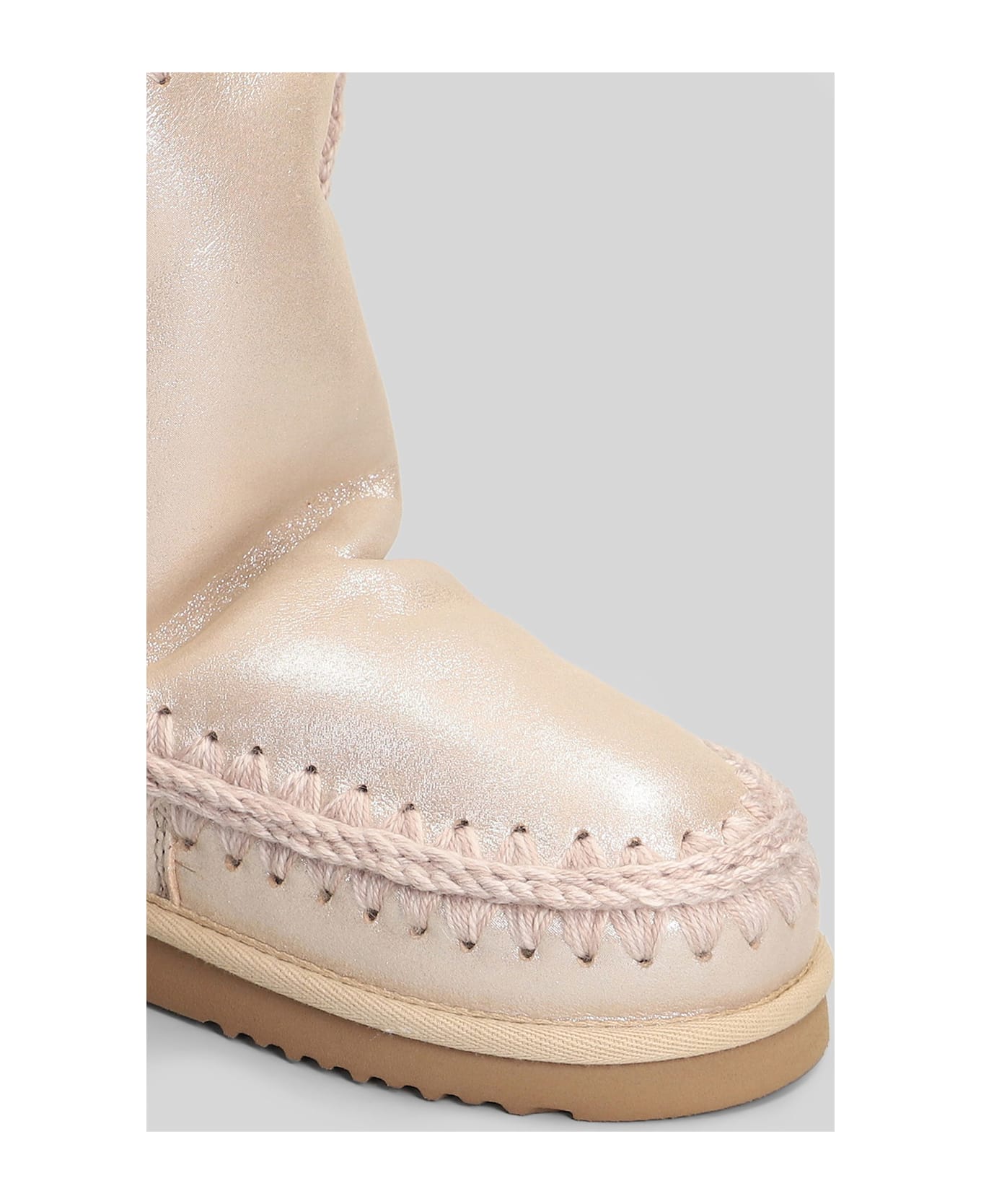 Mou Eskimo 24 Low Heels Ankle Boots In Rose-pink Glitter - rose-pink
