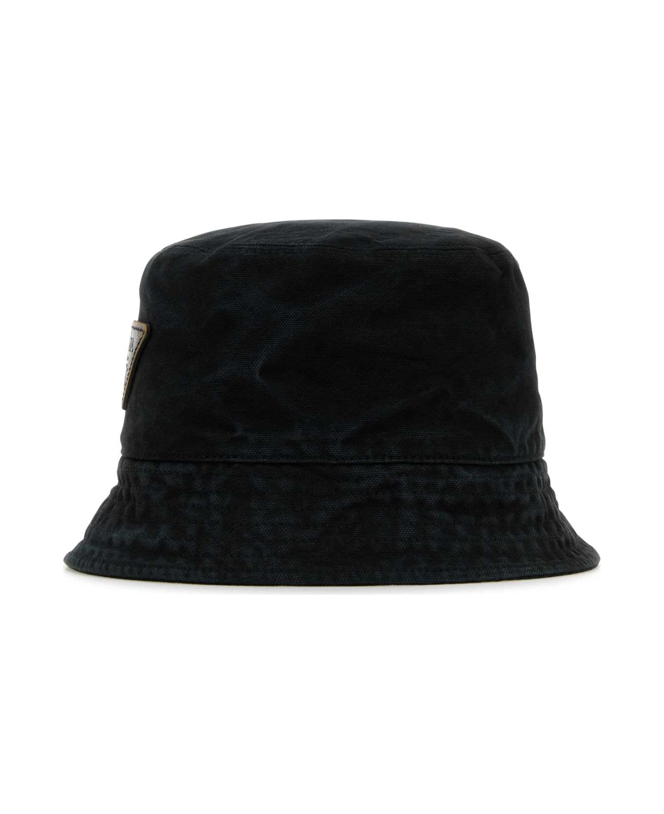 Prada Black Cotton Bucket Hat - NERO